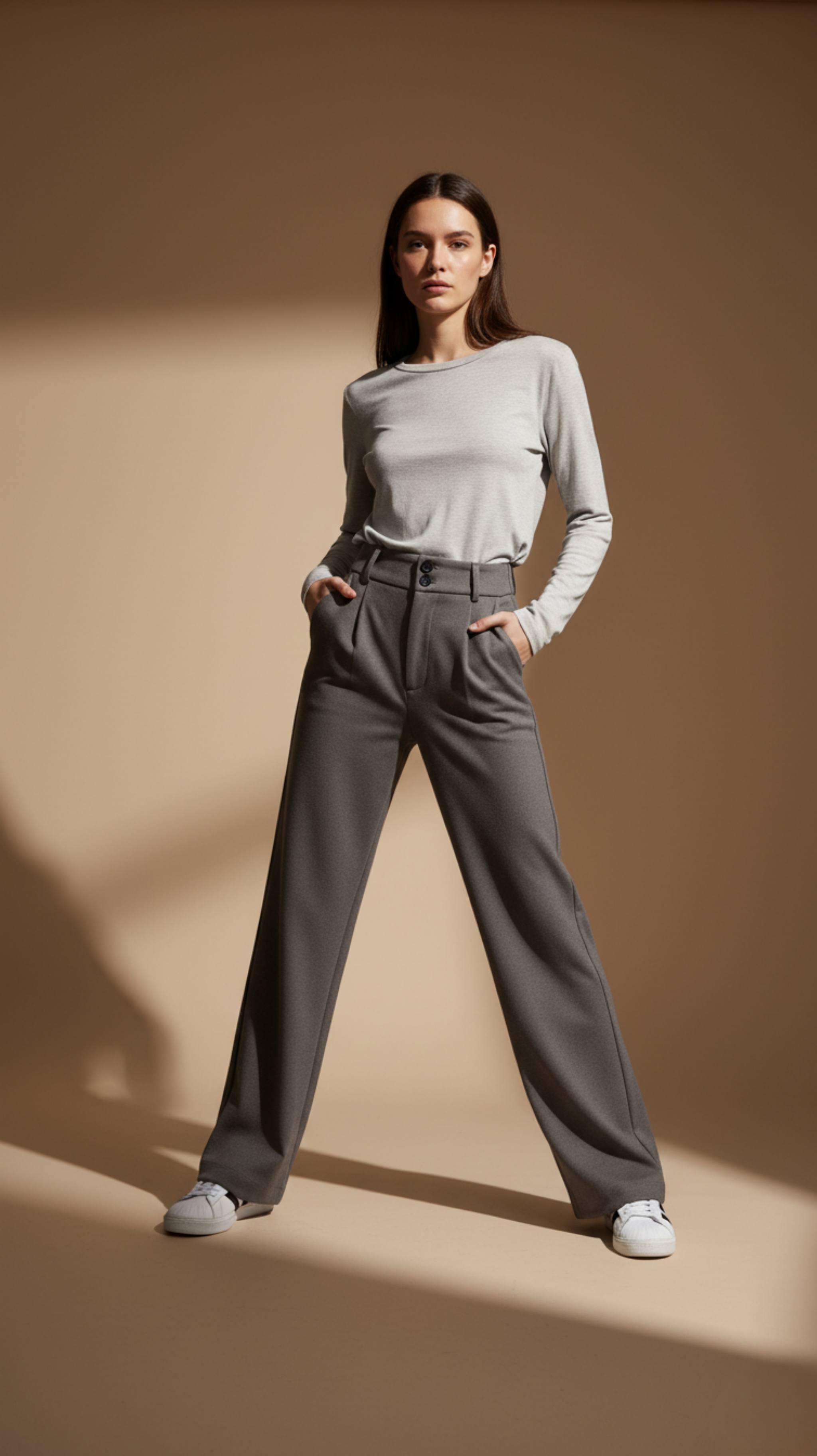 High Waisted Wide Leg Tailored Trousers