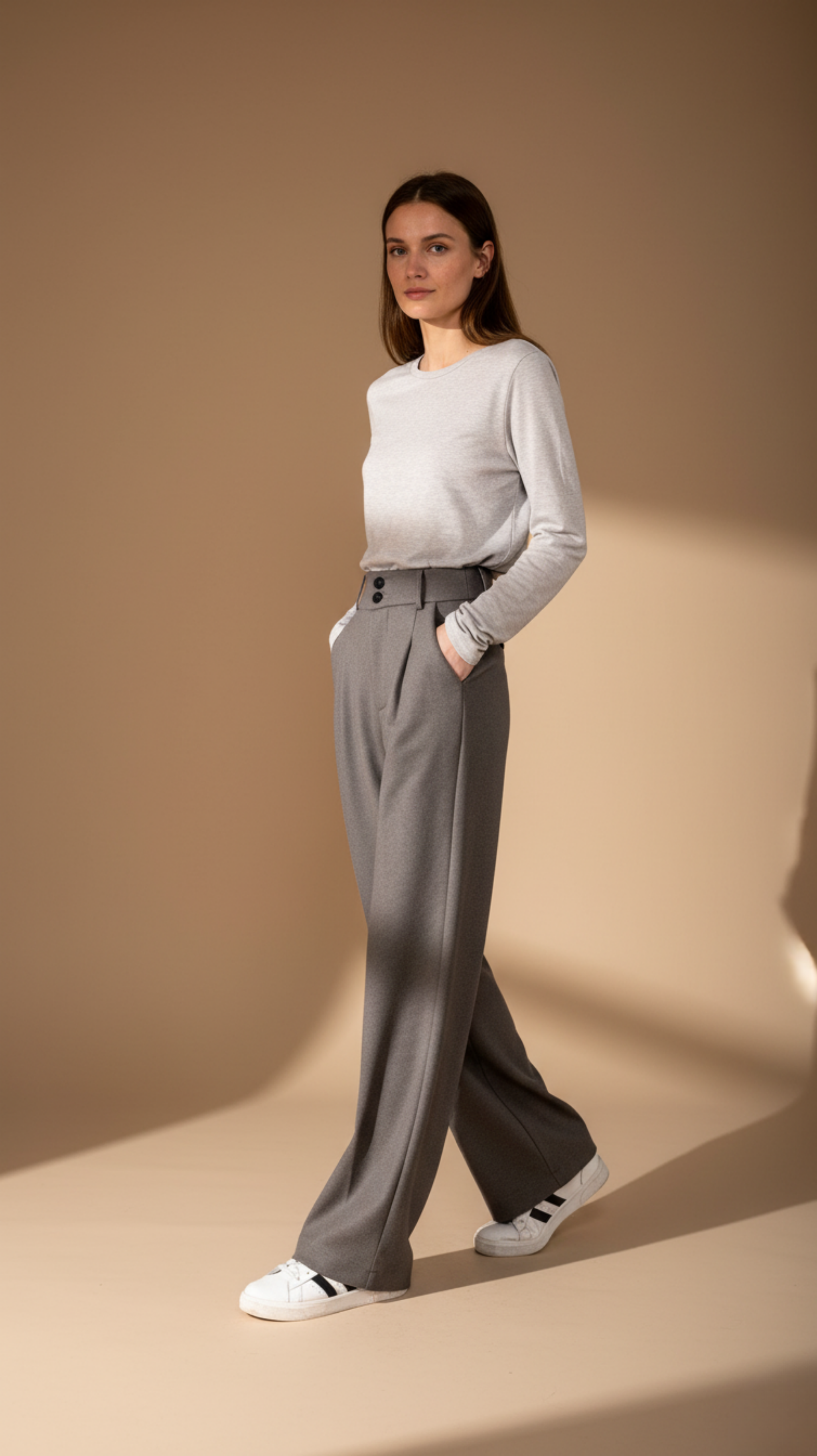 High Waisted Wide Leg Tailored Trousers