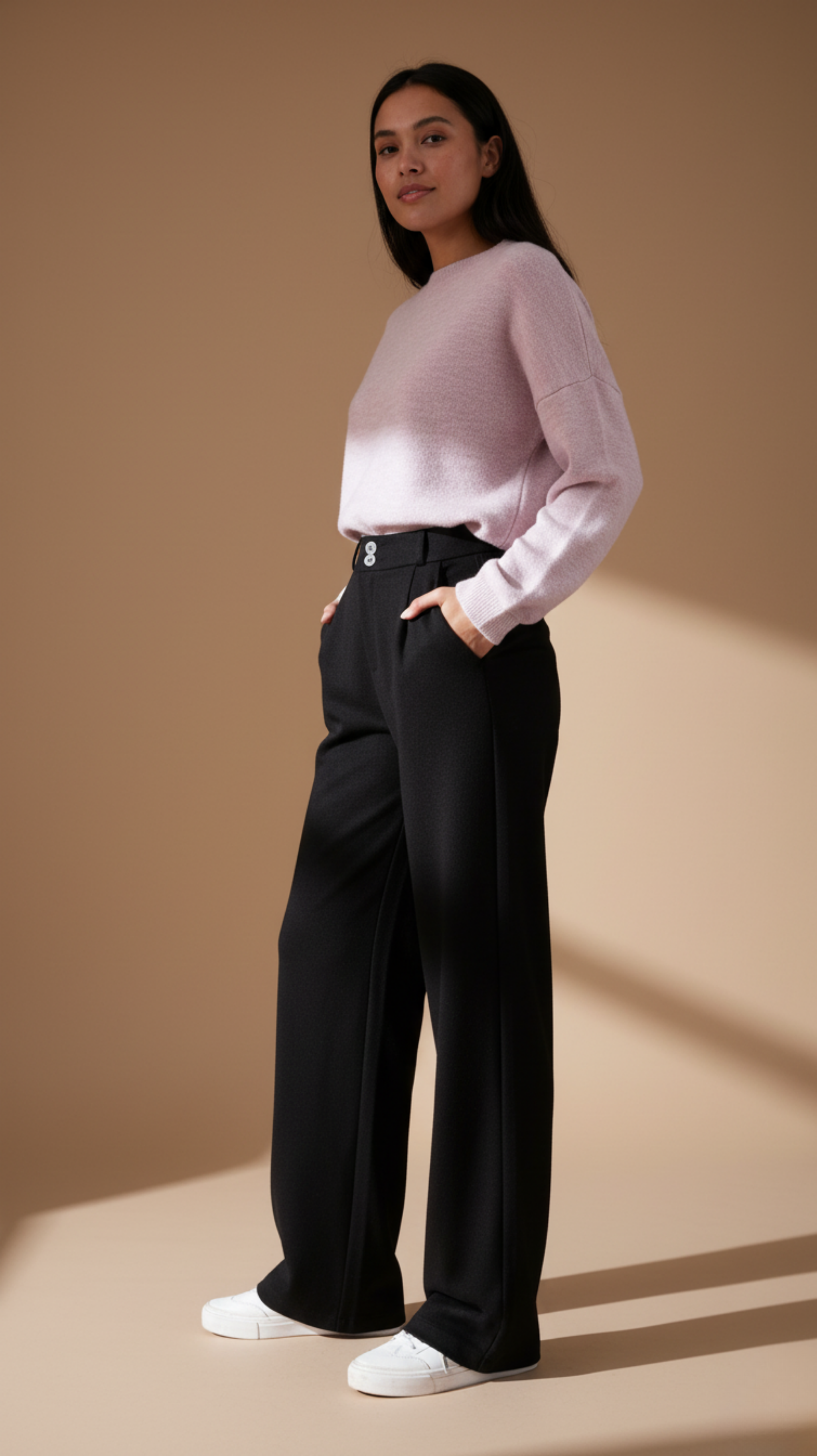 High Waisted Wide Leg Tailored Trousers
