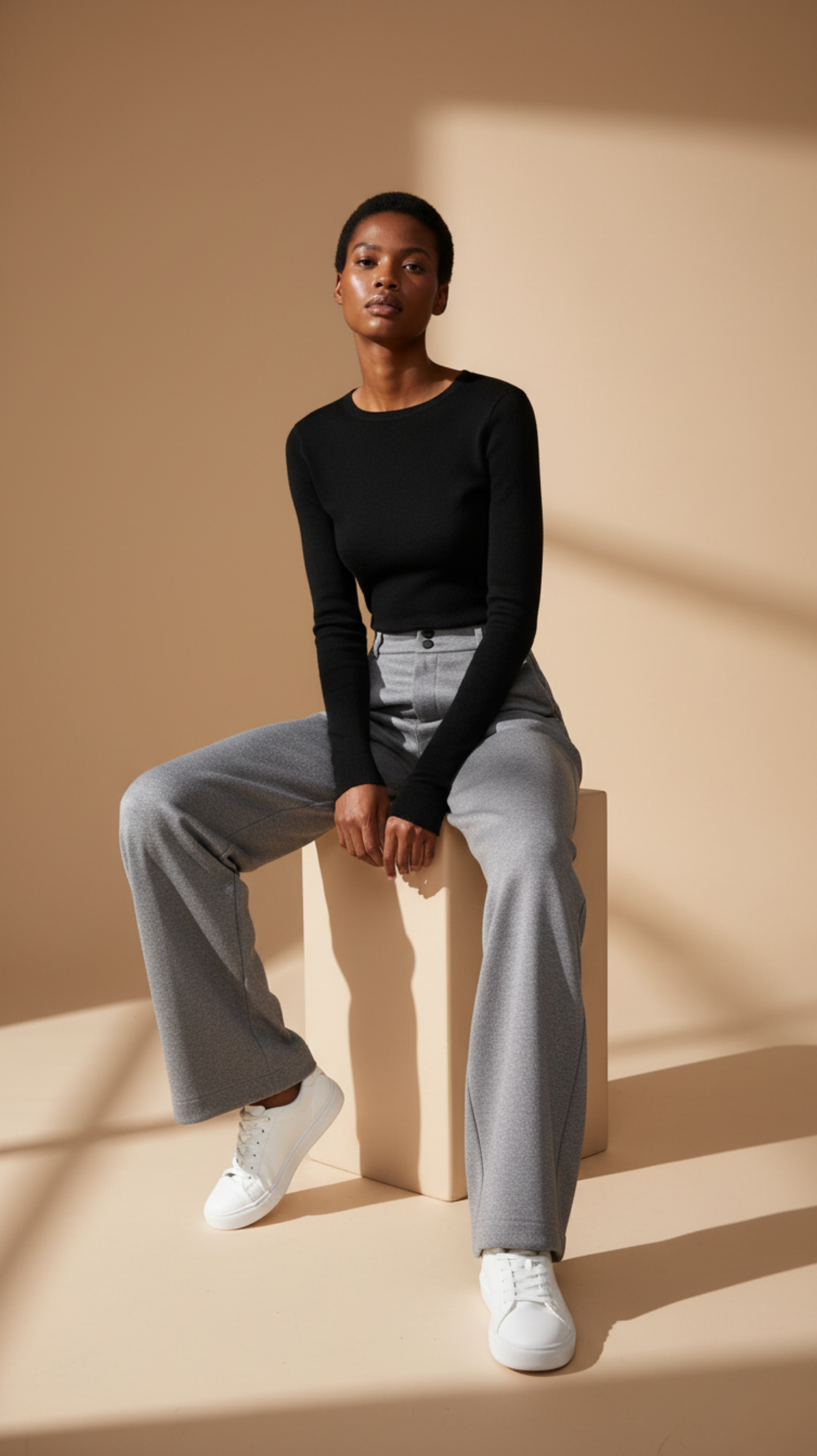 High Waisted Wide Leg Tailored Trousers