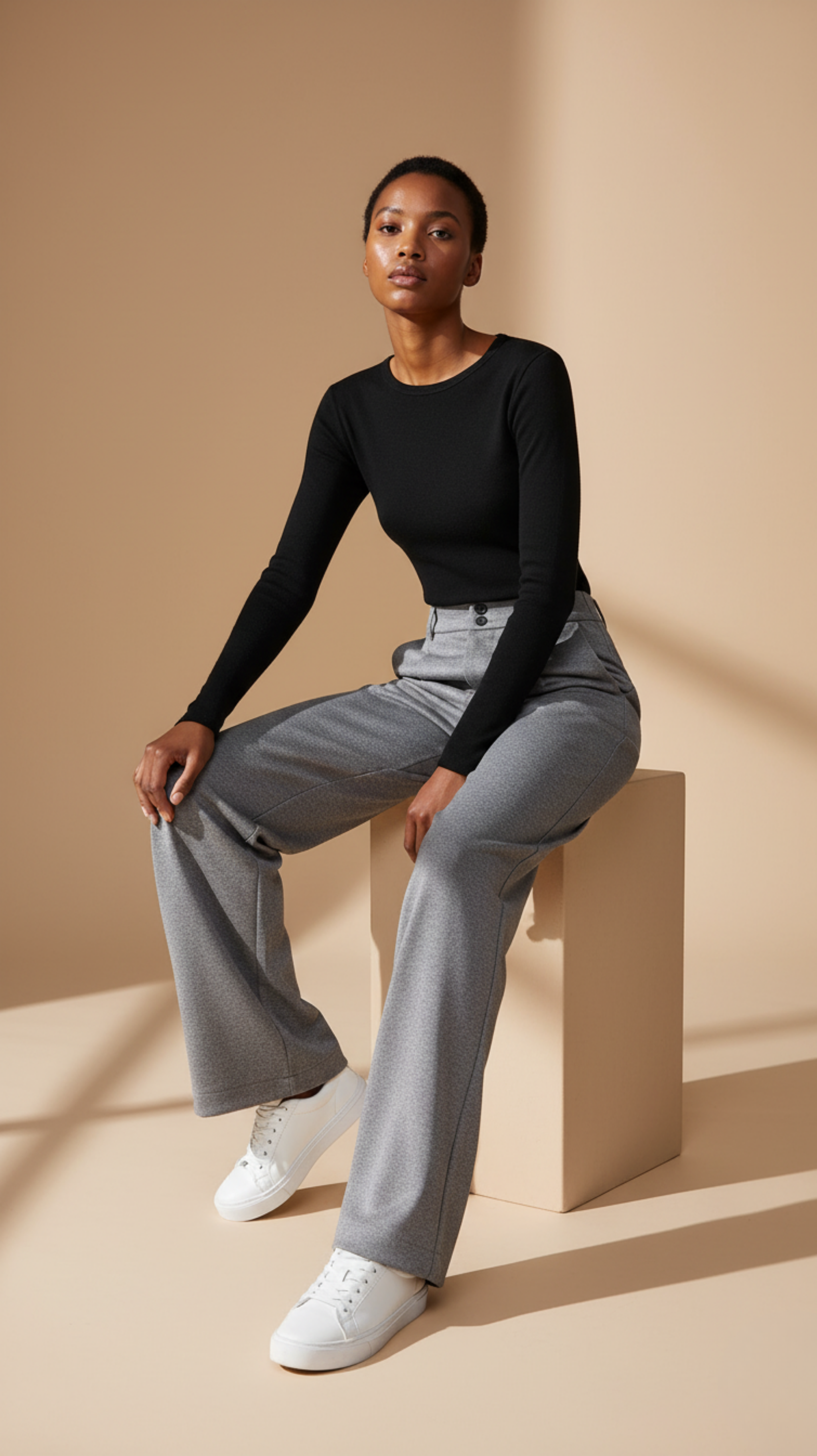 High Waisted Wide Leg Tailored Trousers