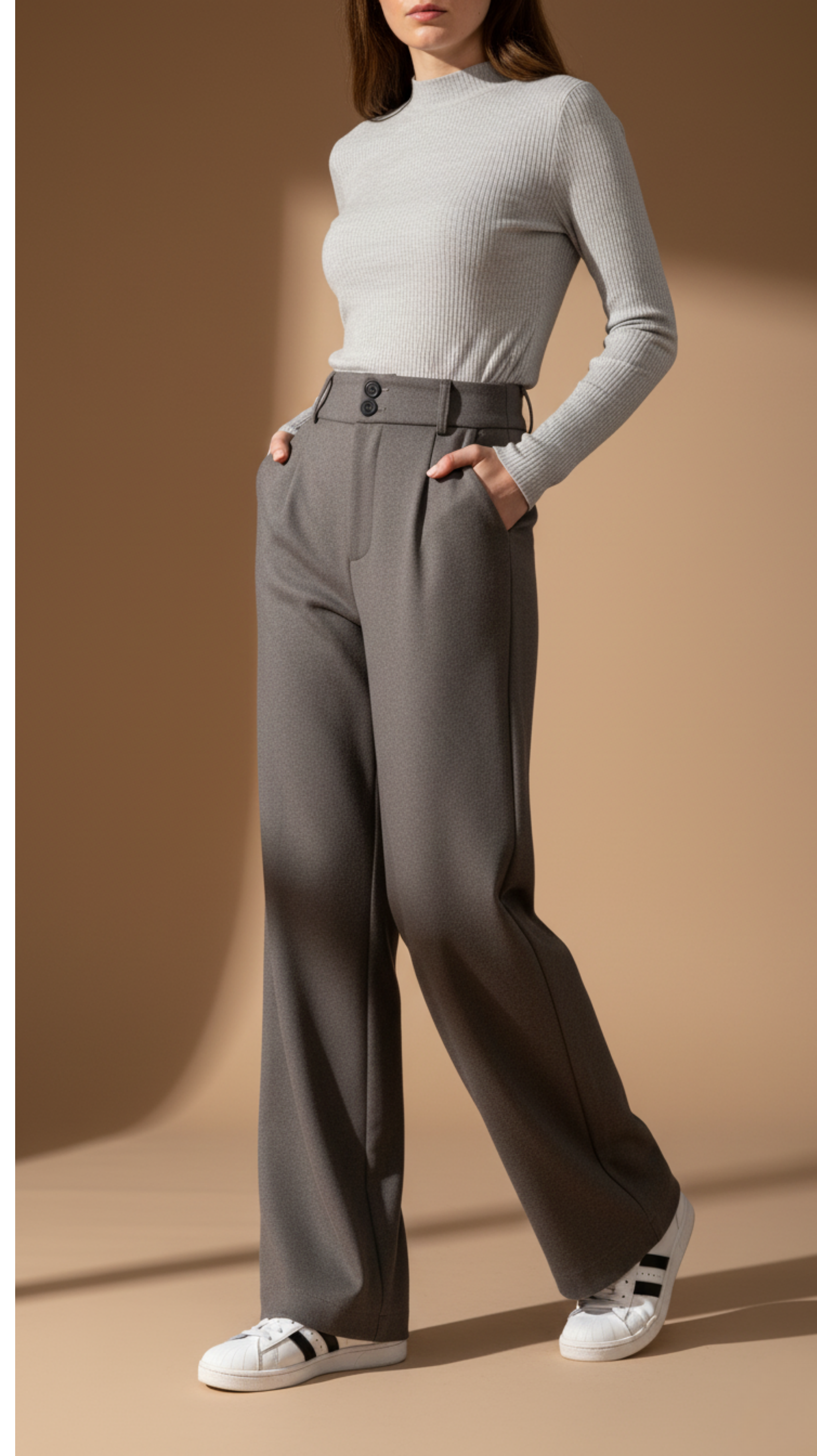 High Waisted Wide Leg Tailored Trousers