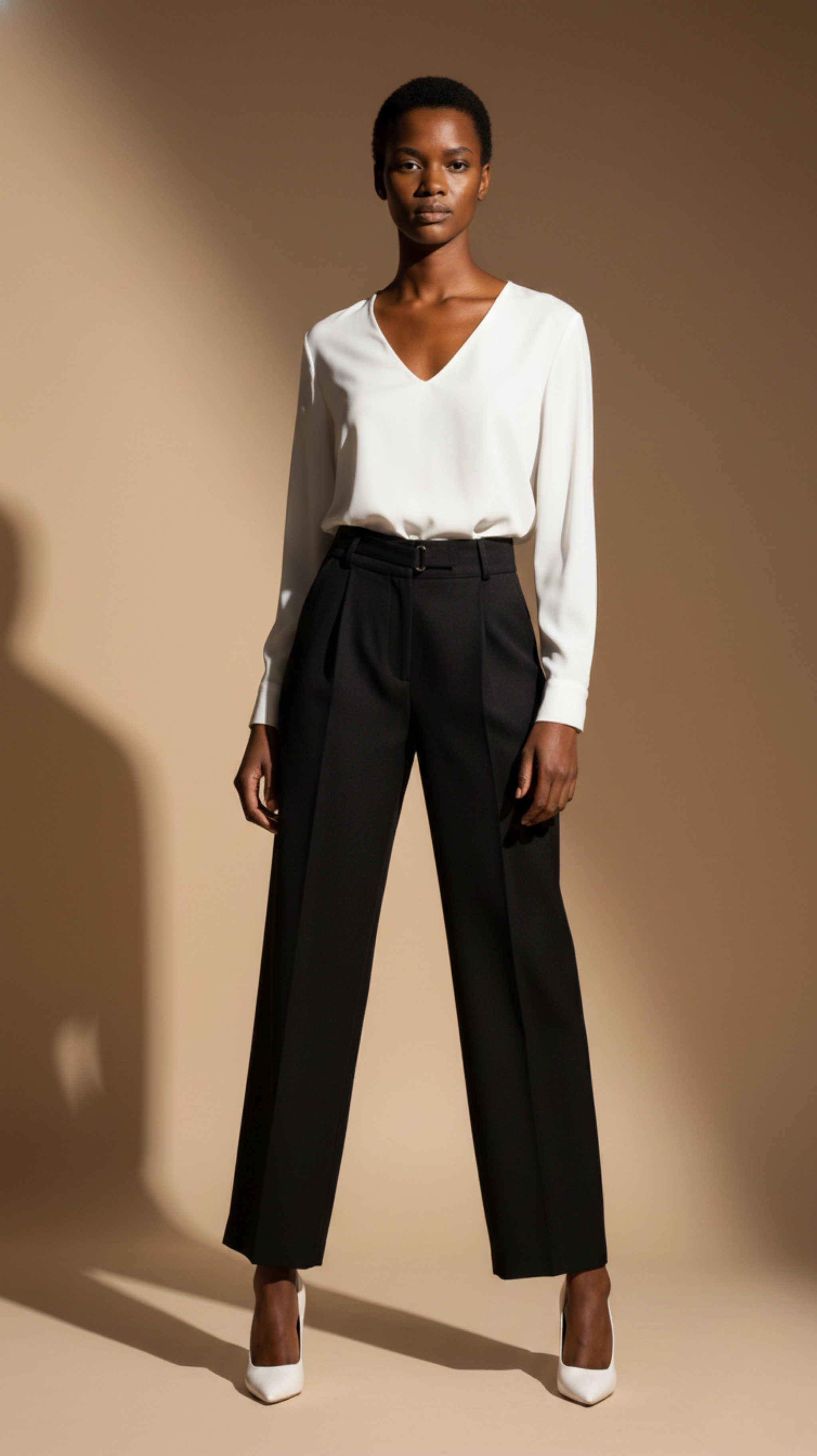 High Waisted Pleated Wide Leg Trousers