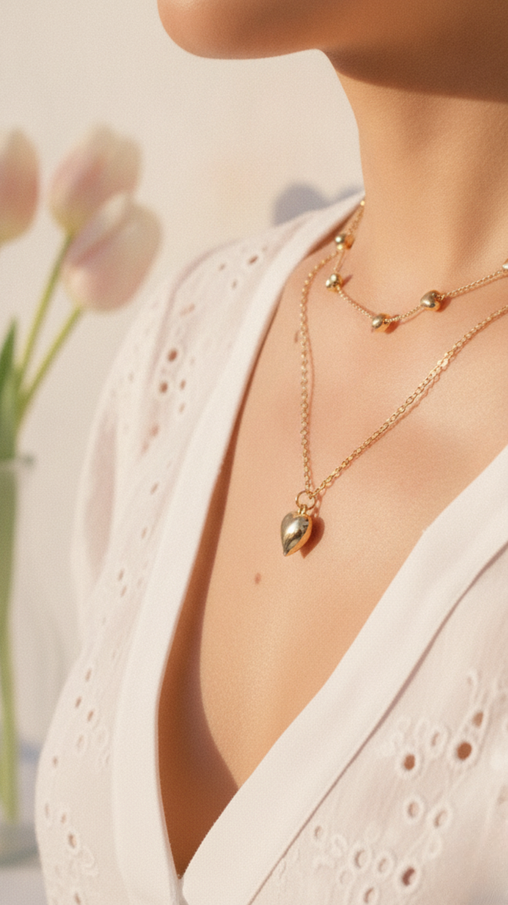 Bloom Heart Layer Necklace