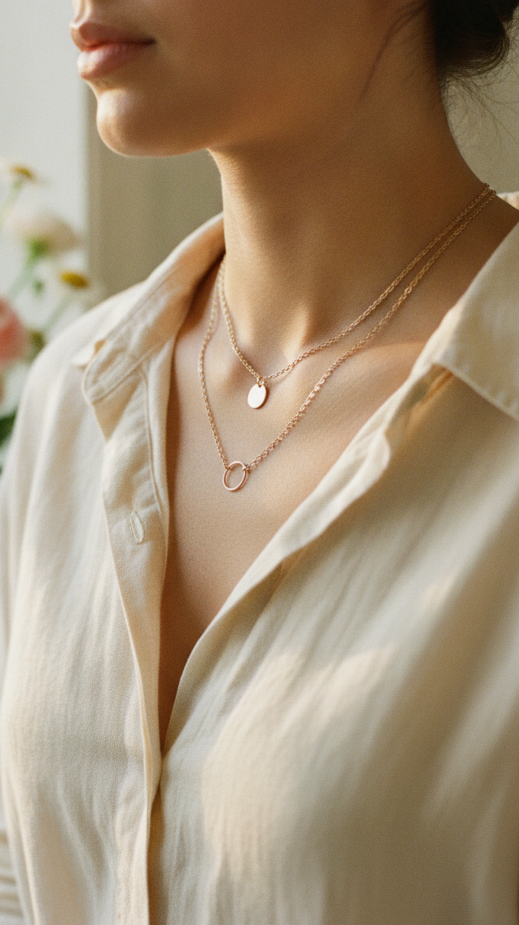 Rosé Disc Layer Necklace