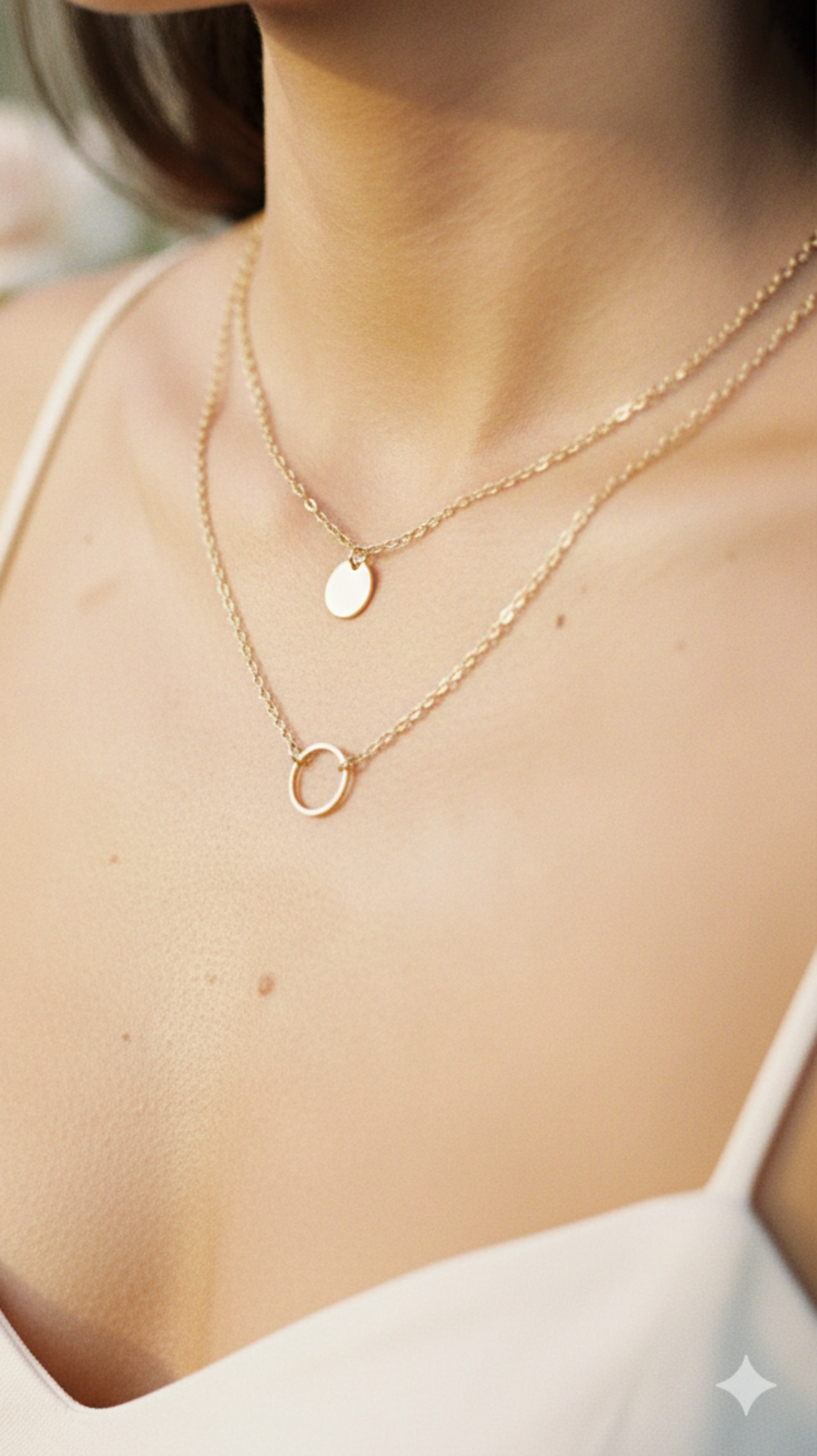 Rosé Disc Layer Necklace