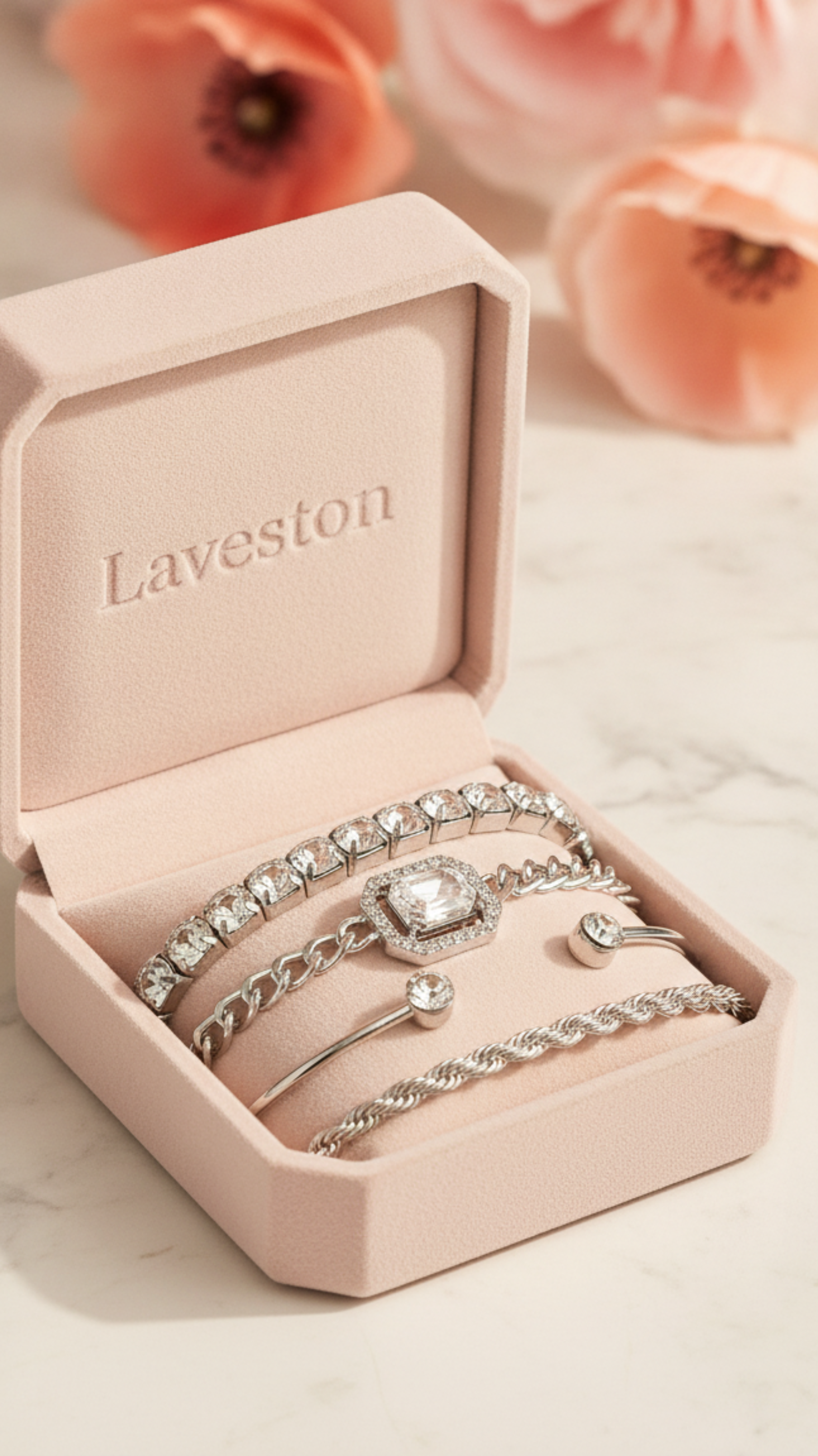Crystal Luxe Bracelet Stack Silver