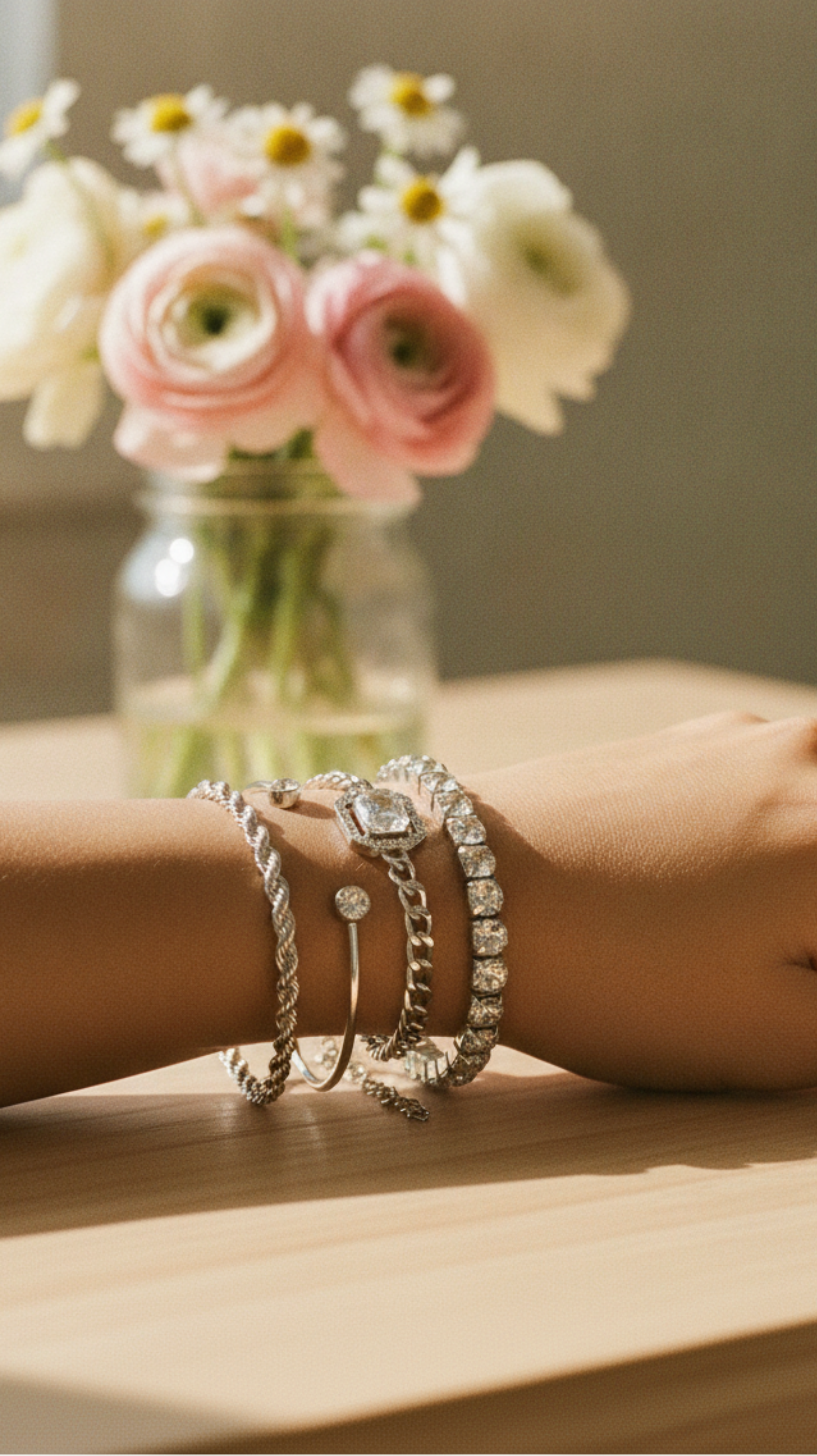 Crystal Luxe Bracelet Stack Silver