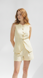 Sunwashed Linen Vest Set