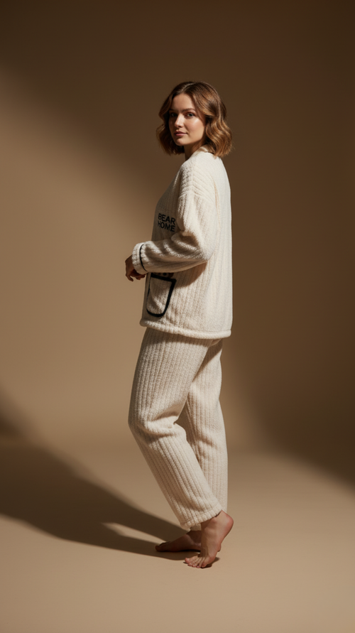 Bear Home Plush Knit Pajama 2 Piece Set