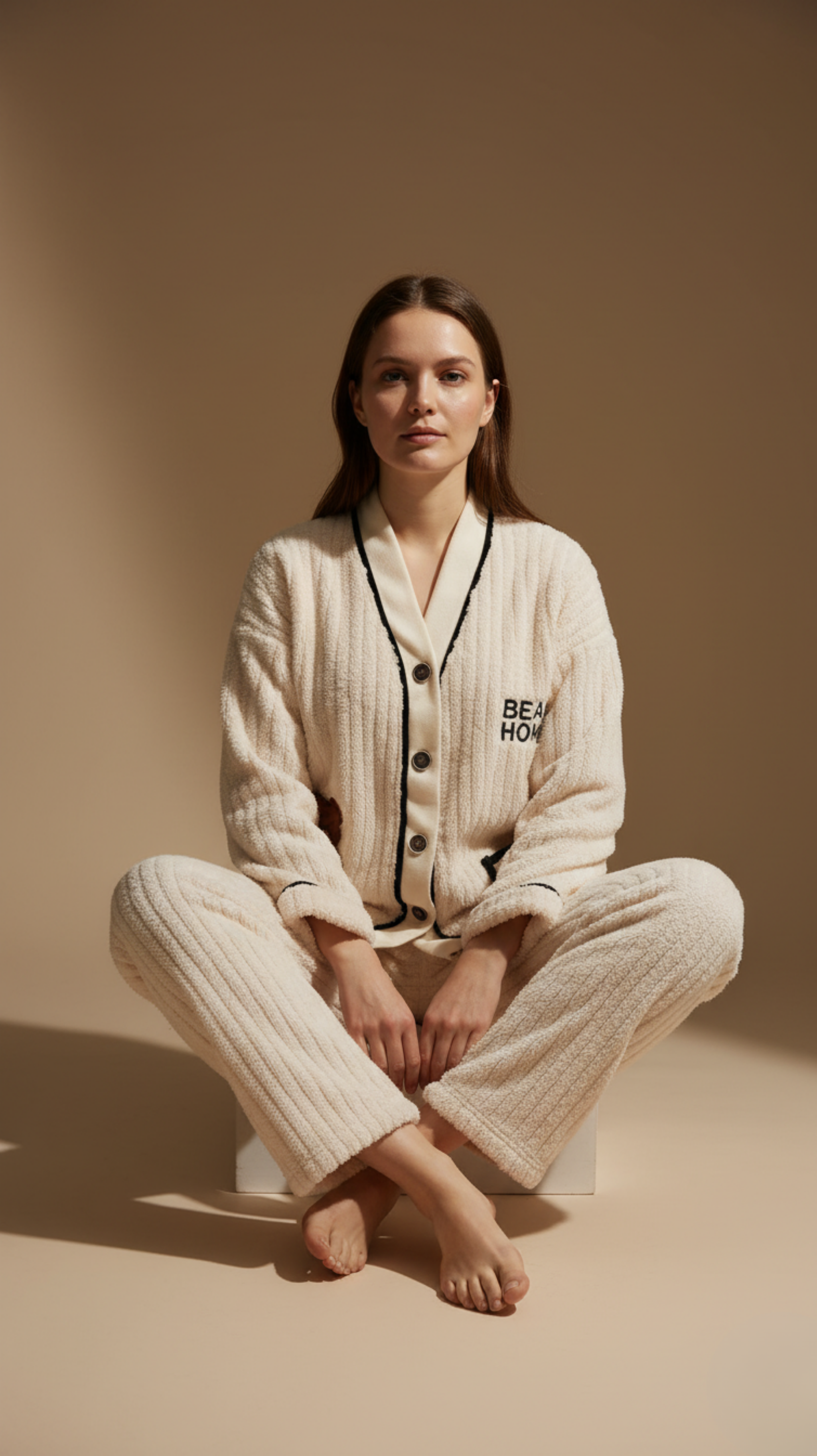 Bear Home Plush Knit Pajama 2 Piece Set