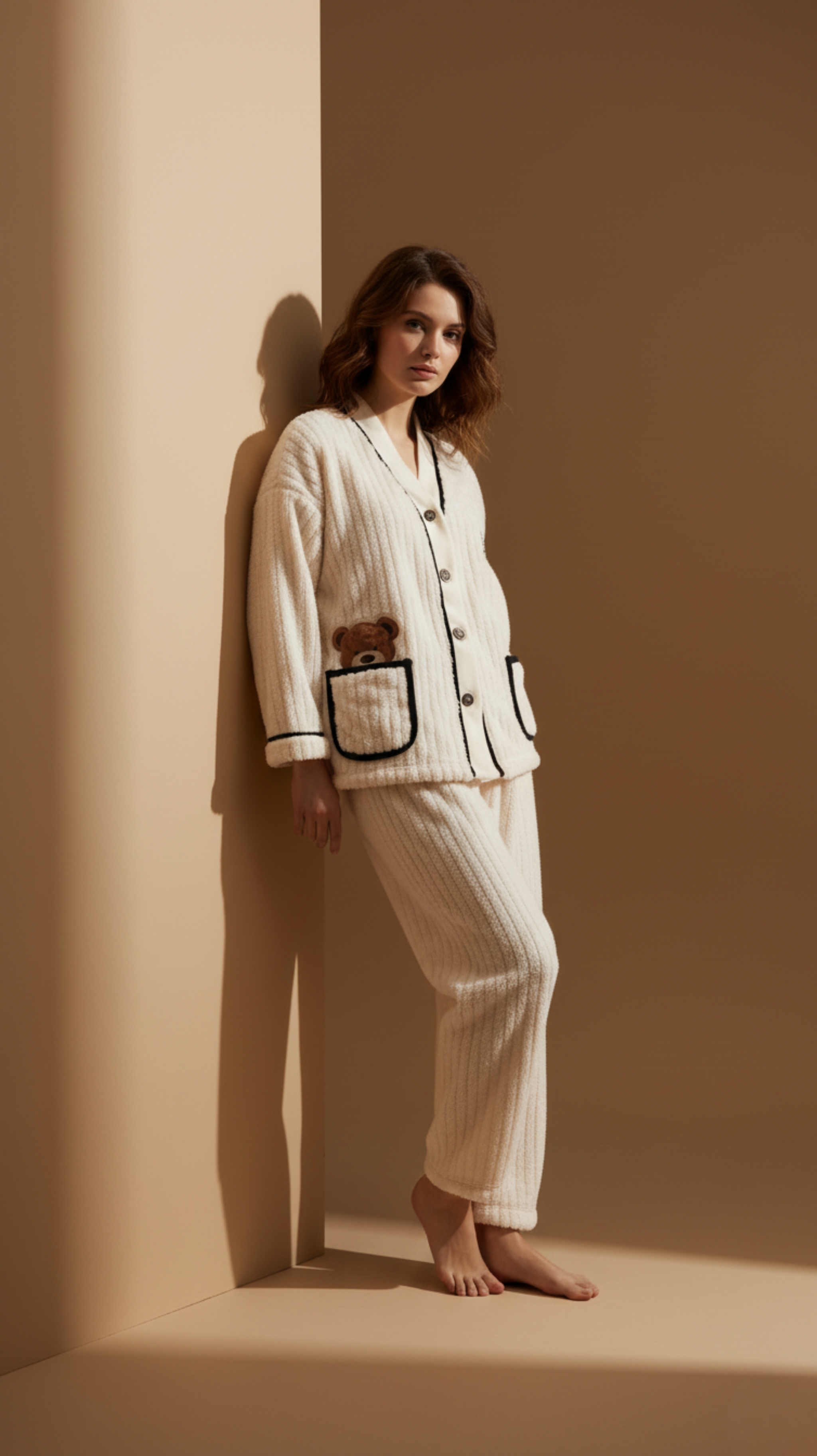 Bear Home Plush Knit Pajama 2 Piece Set