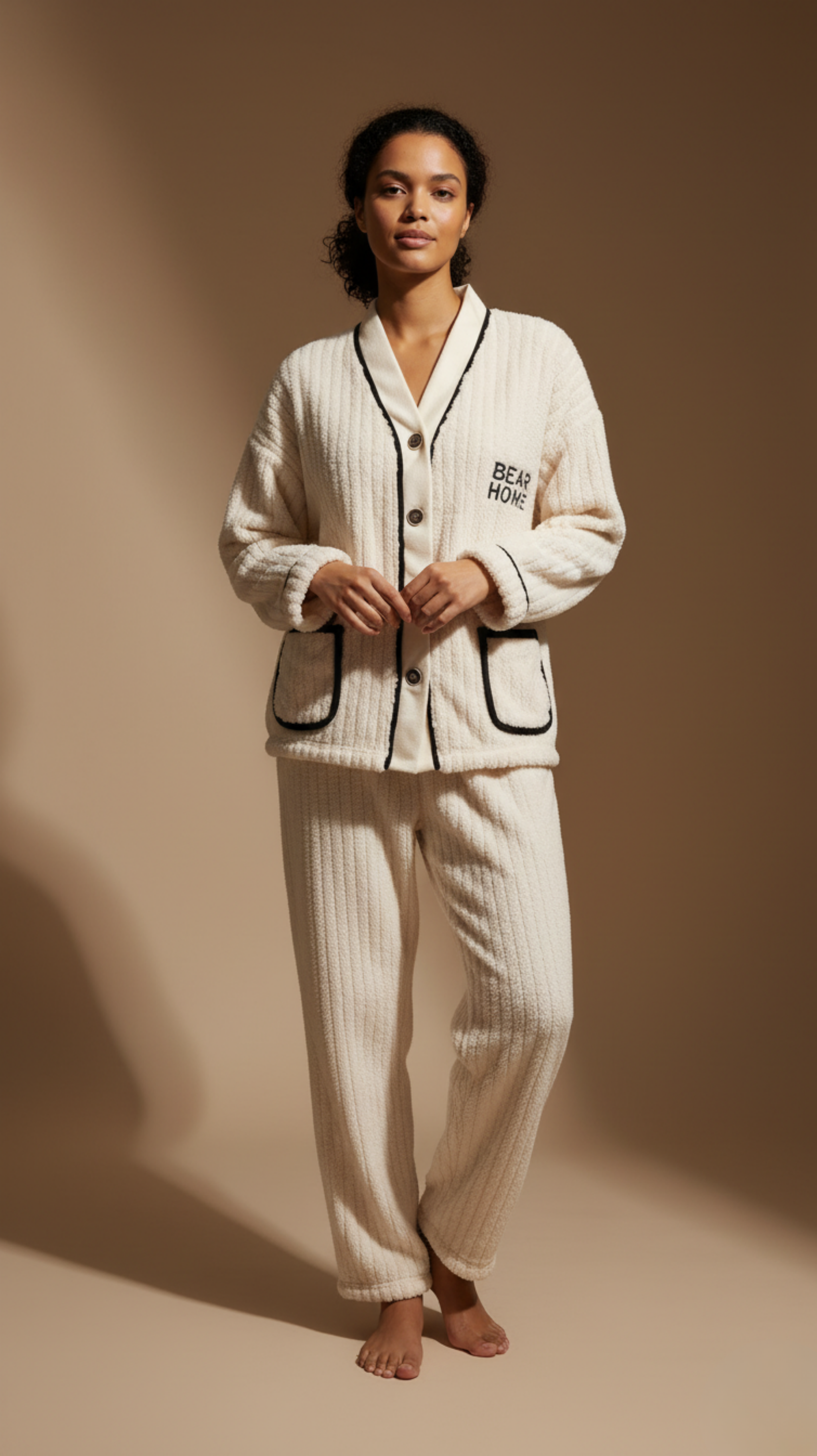 Bear Home Plush Knit Pajama 2 Piece Set