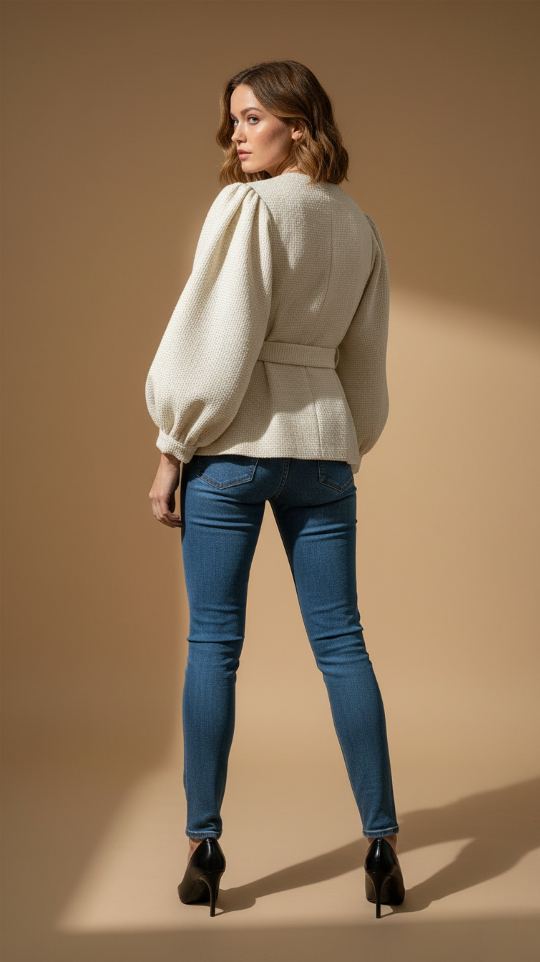 Belted Textured Cardigan Jacket