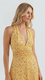 Sunlit Ditsy Halter Midi
