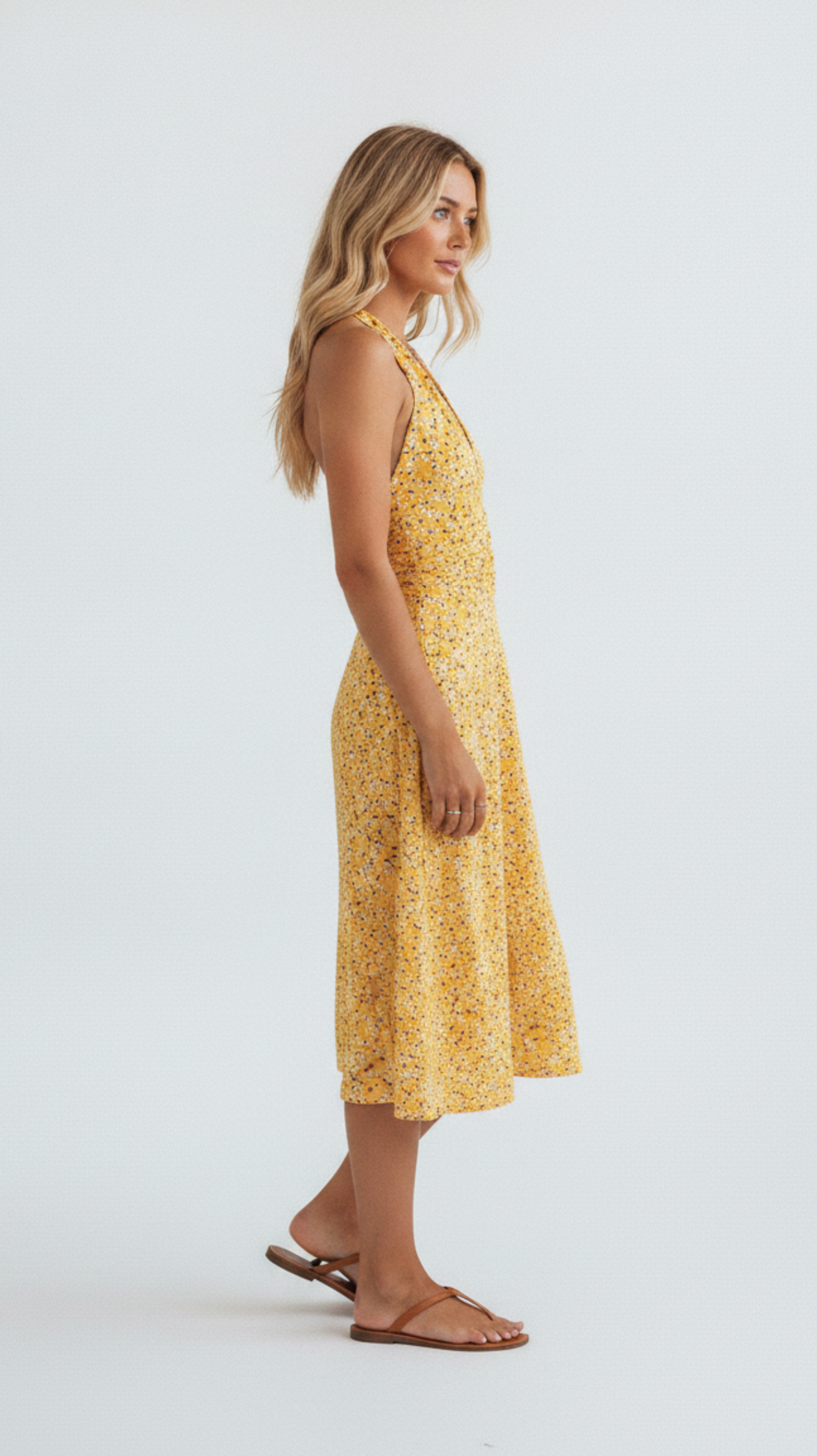Sunlit Ditsy Halter Midi