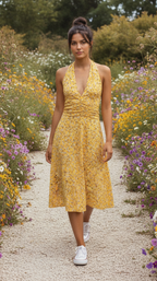 Sunlit Ditsy Halter Midi
