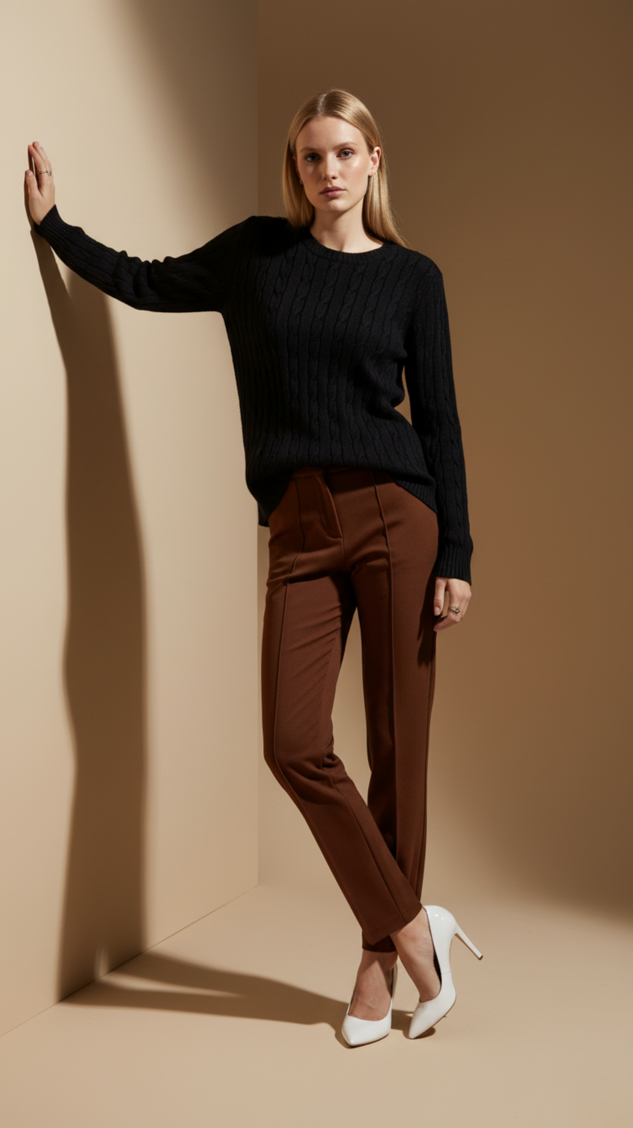 Classic Cable Knit Crewneck Sweater