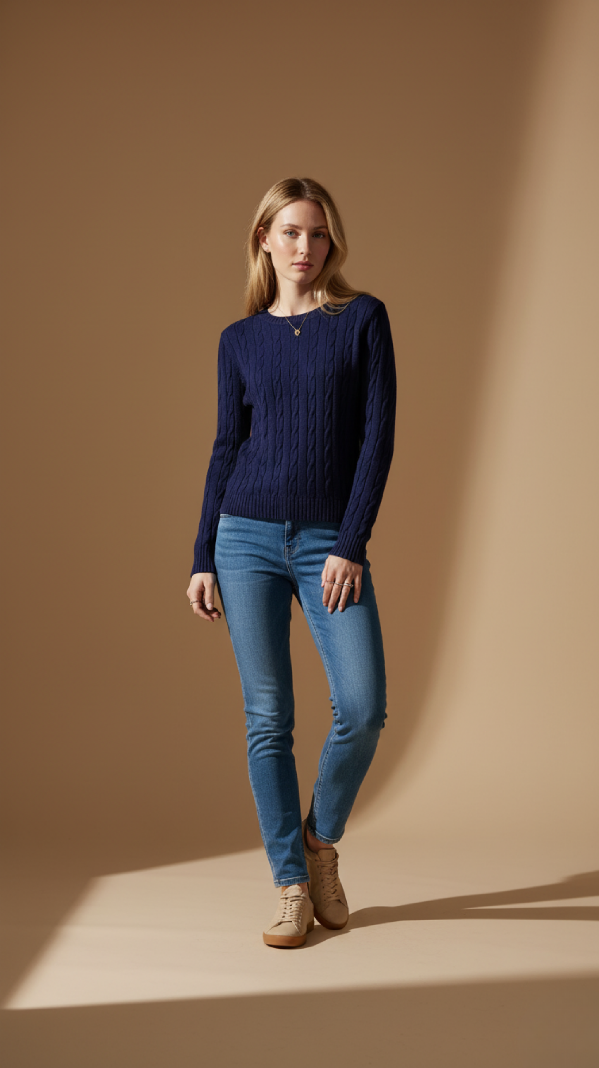 Classic Cable Knit Crewneck Sweater