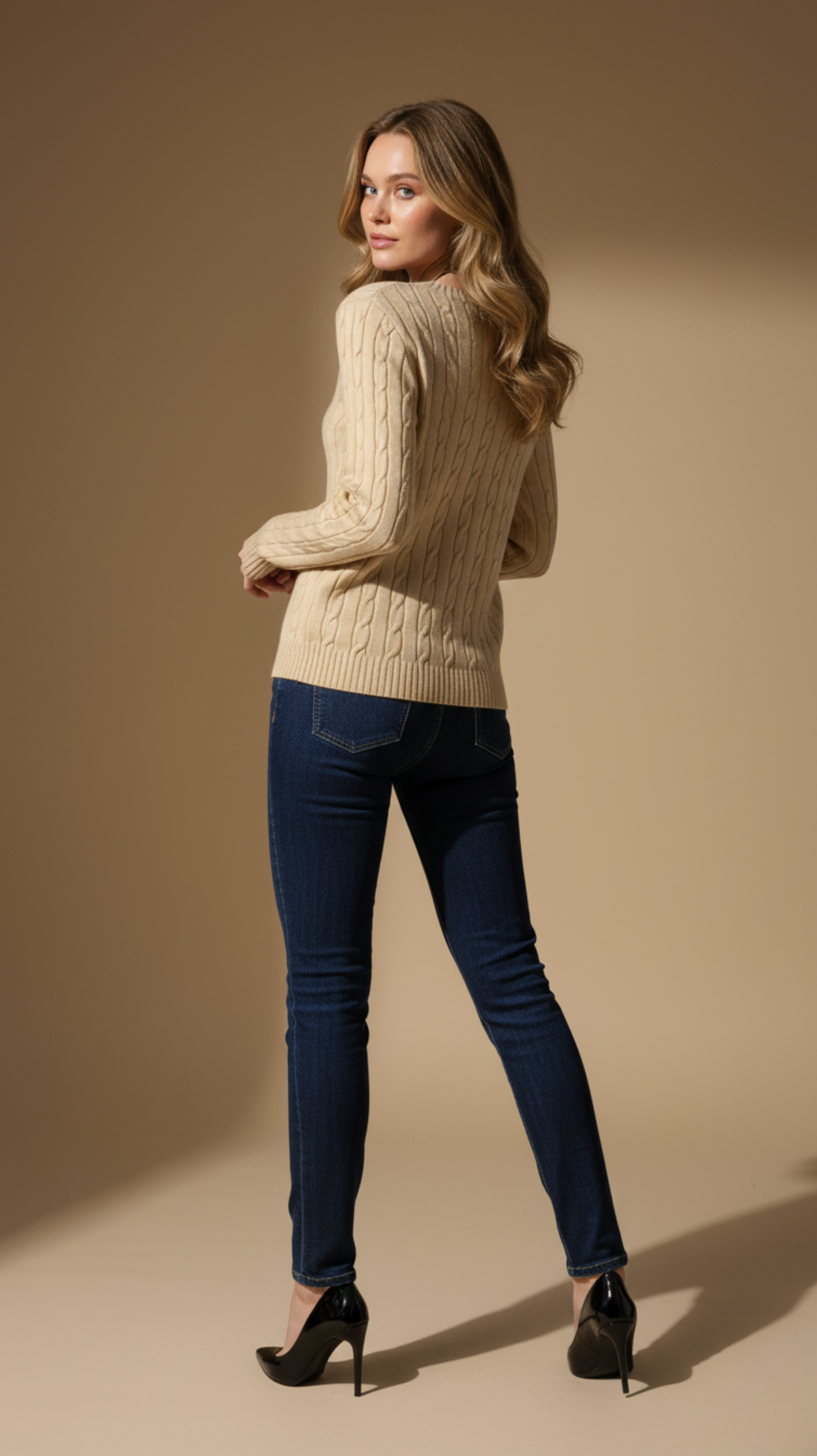 Classic Cable Knit Crewneck Sweater