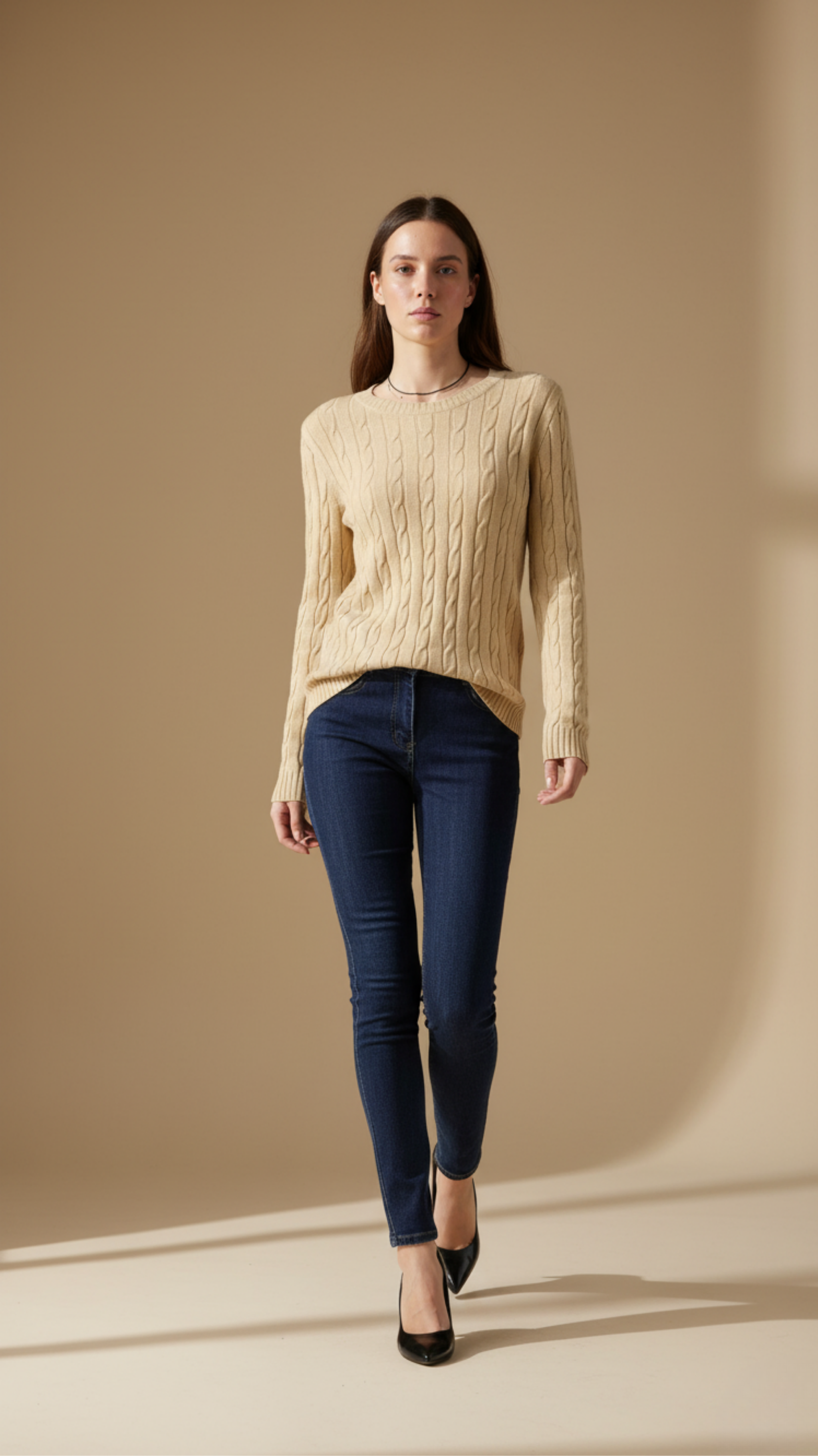 Classic Cable Knit Crewneck Sweater