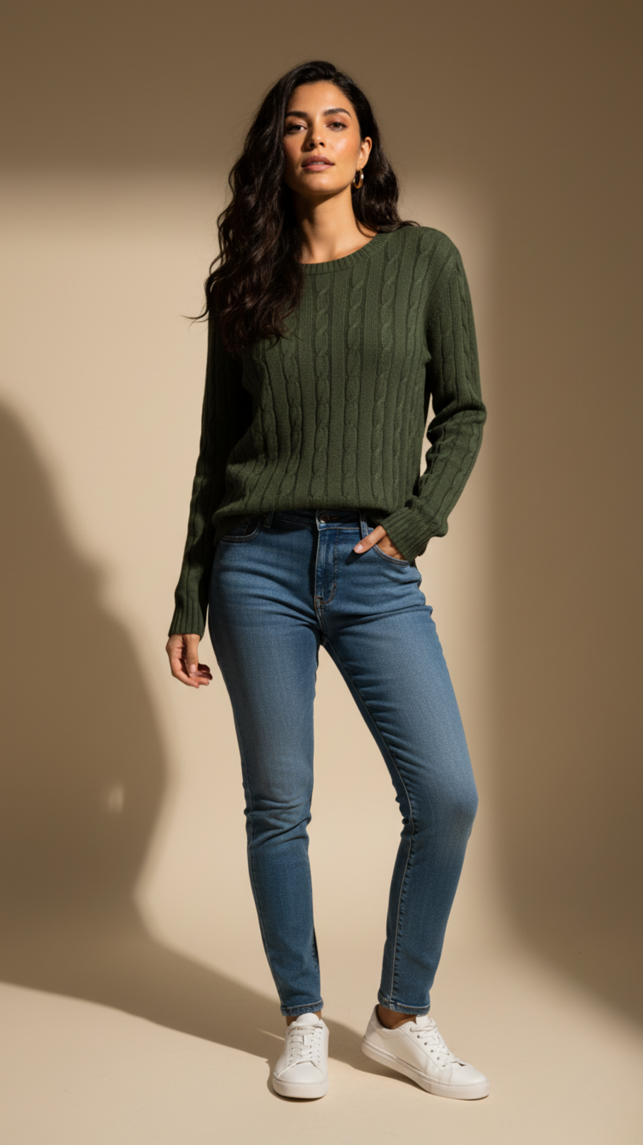 Classic Cable Knit Crewneck Sweater
