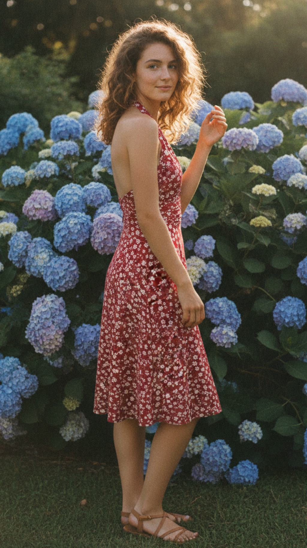 Cherry Daisy Halter Midi