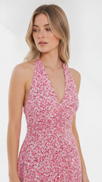 Blush Bloom Halter Midi