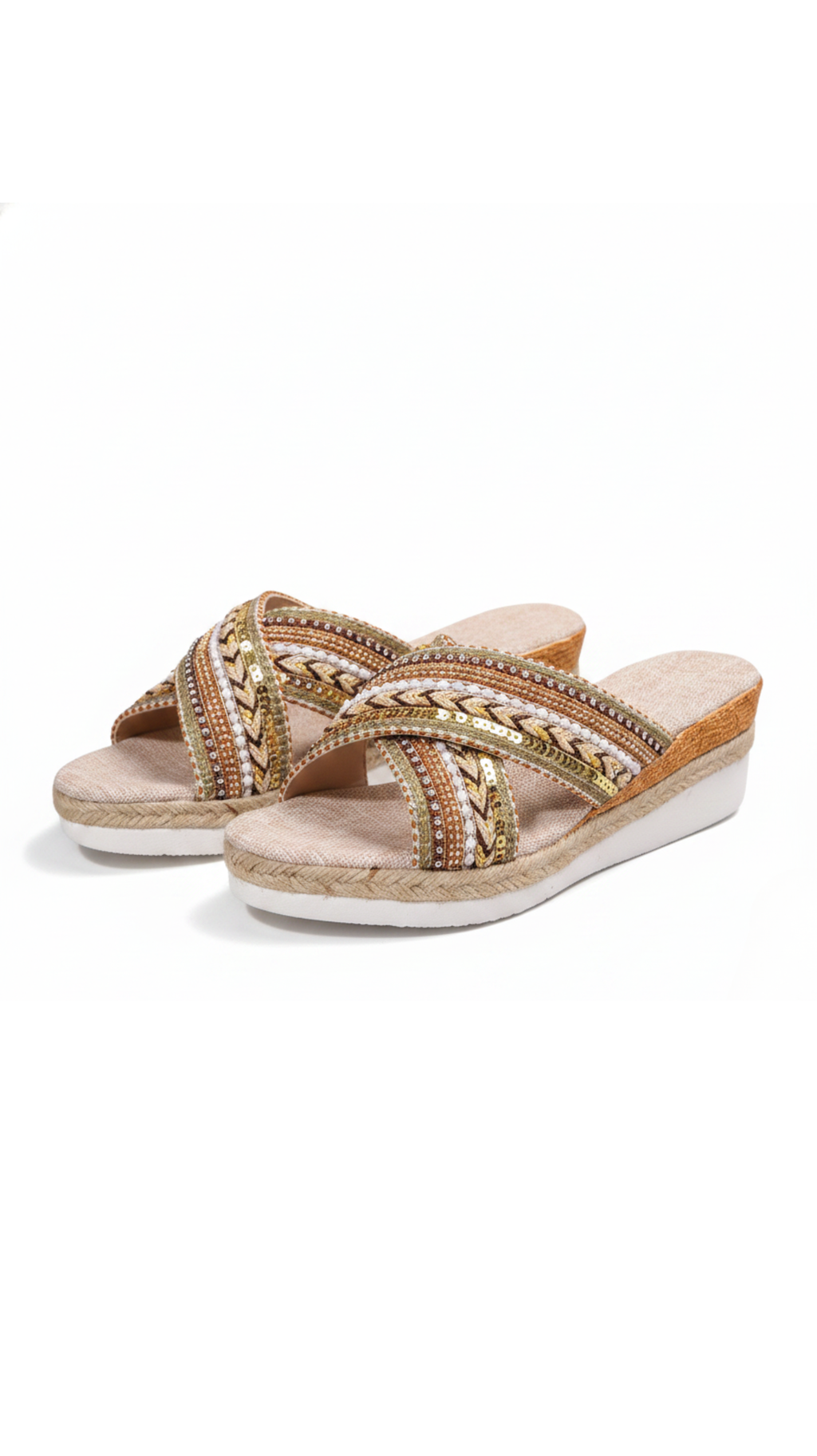 Beaded Boho Wedge Slide