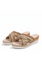 Beaded Boho Wedge Slide