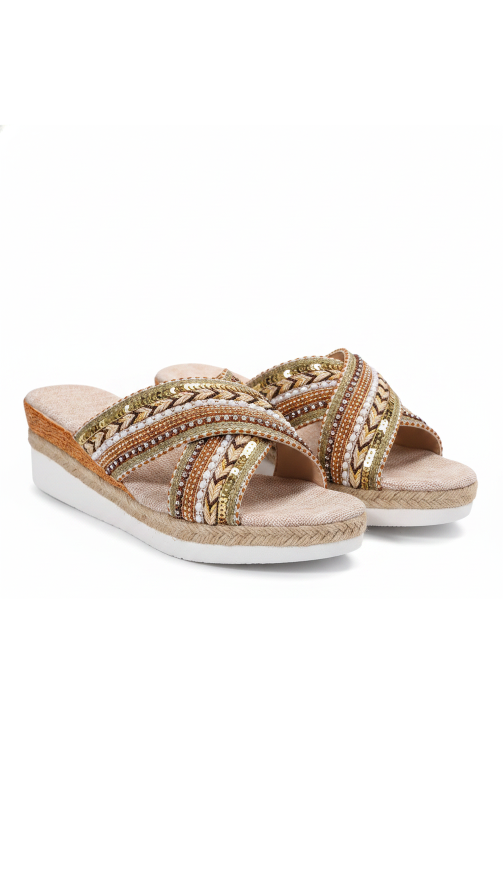 Beaded Boho Wedge Slide