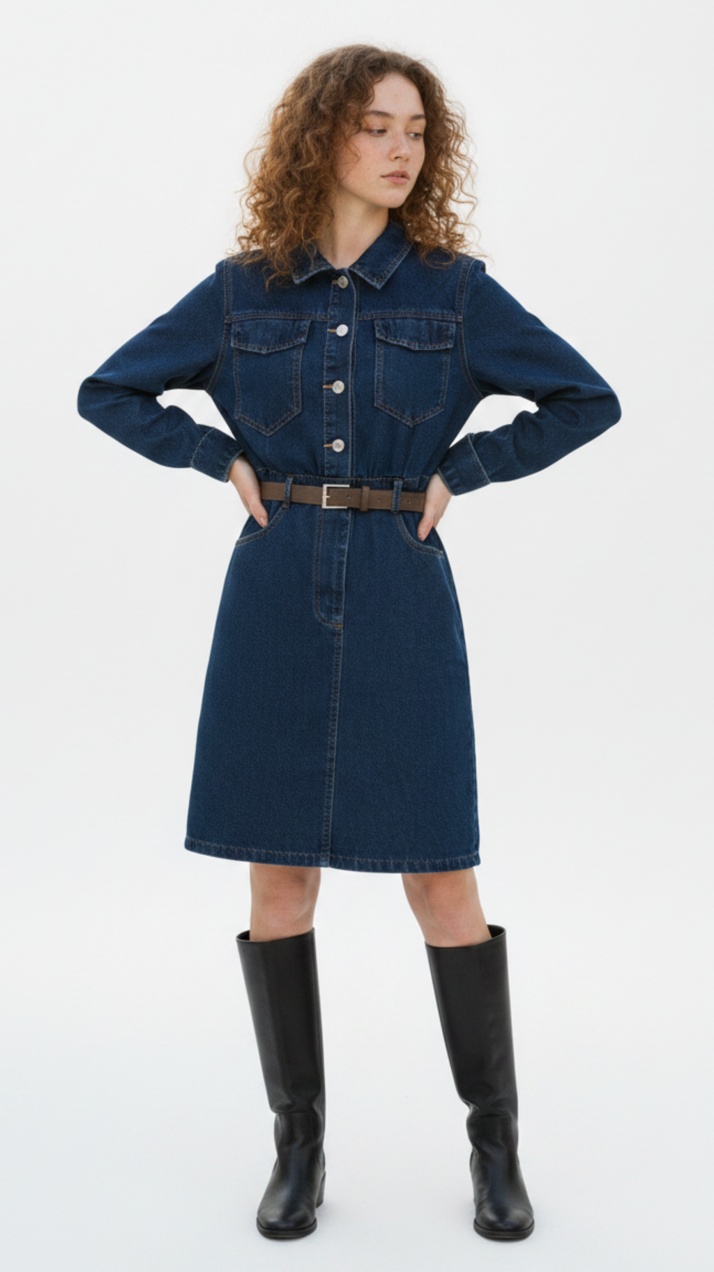 Belted Denim Shirtdress