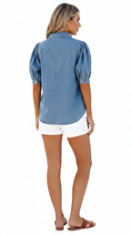 Breezy Puff Denim Blouse