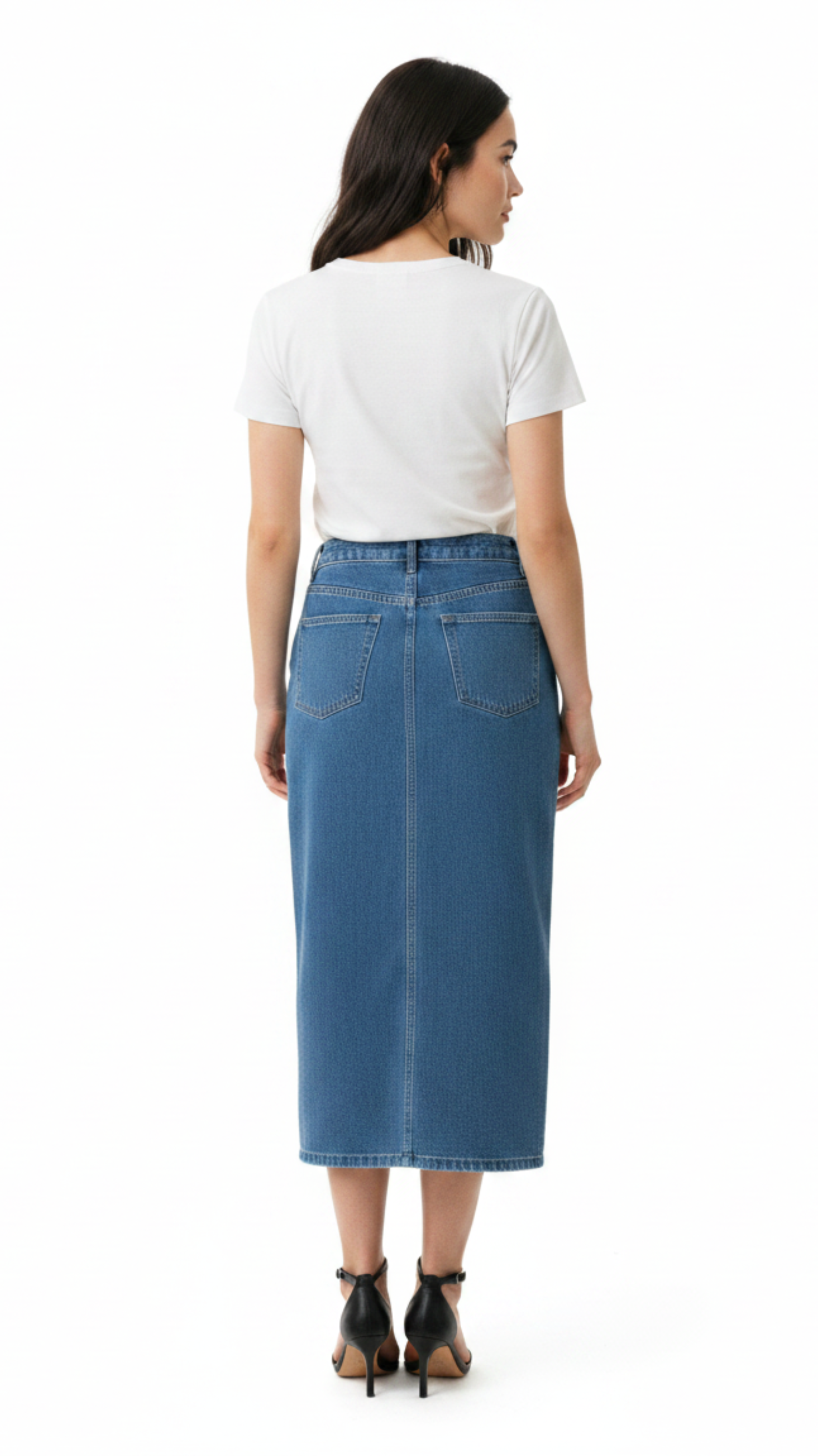 Highline Slit Denim Midi