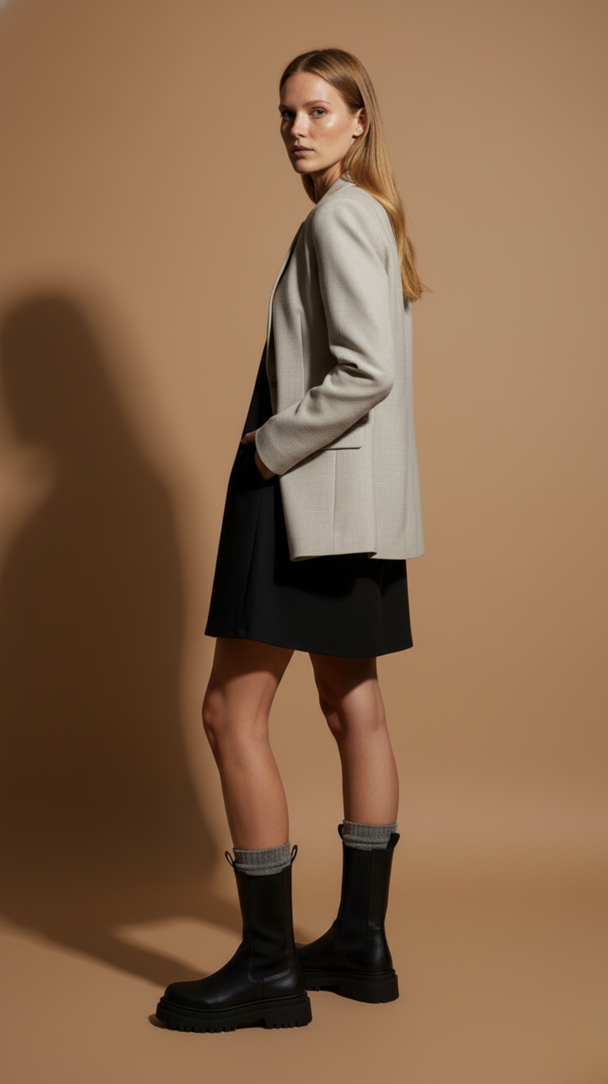 Tailored Single-Button Blazer Light Taupe