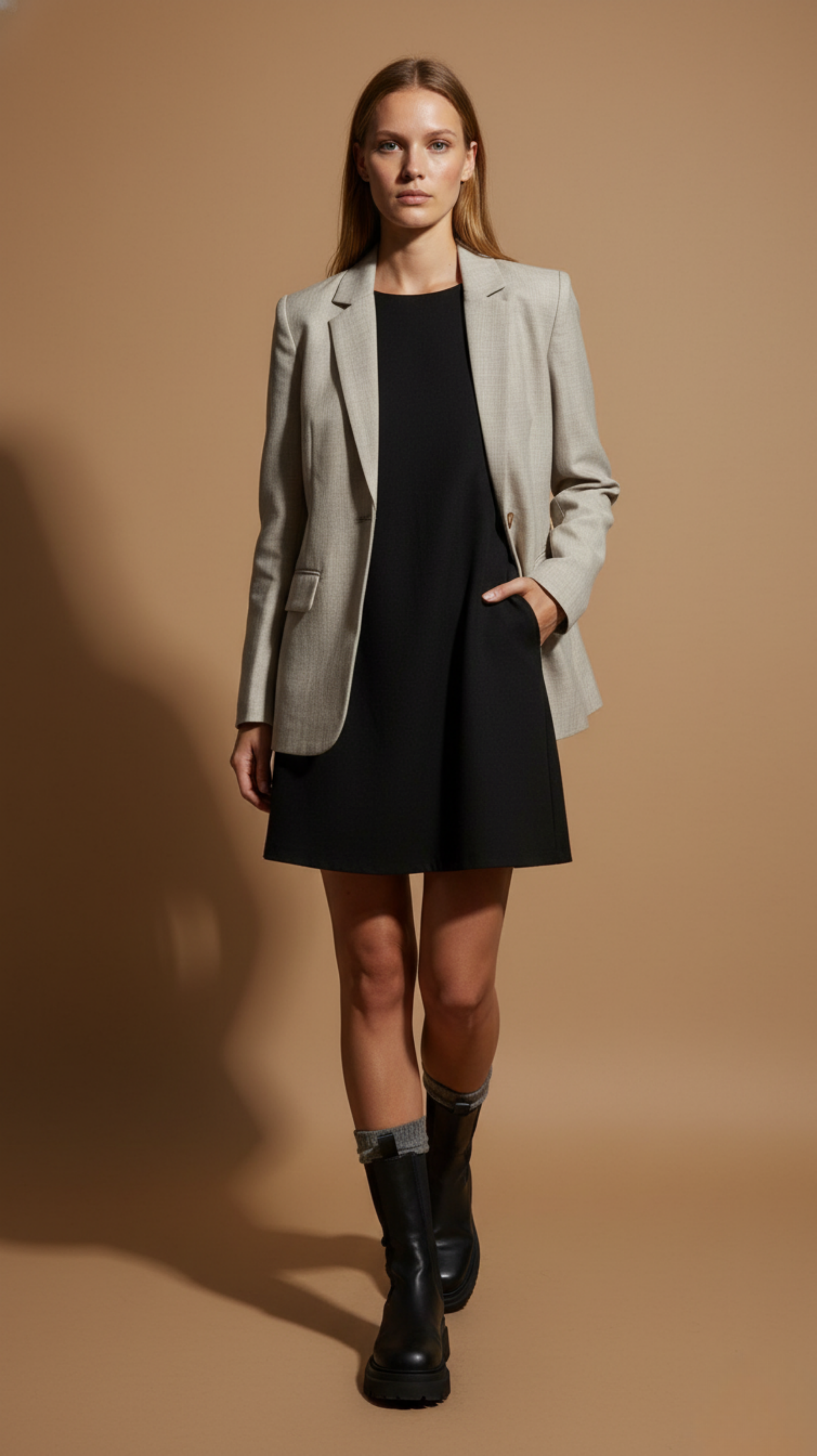 Tailored Single-Button Blazer Light Taupe