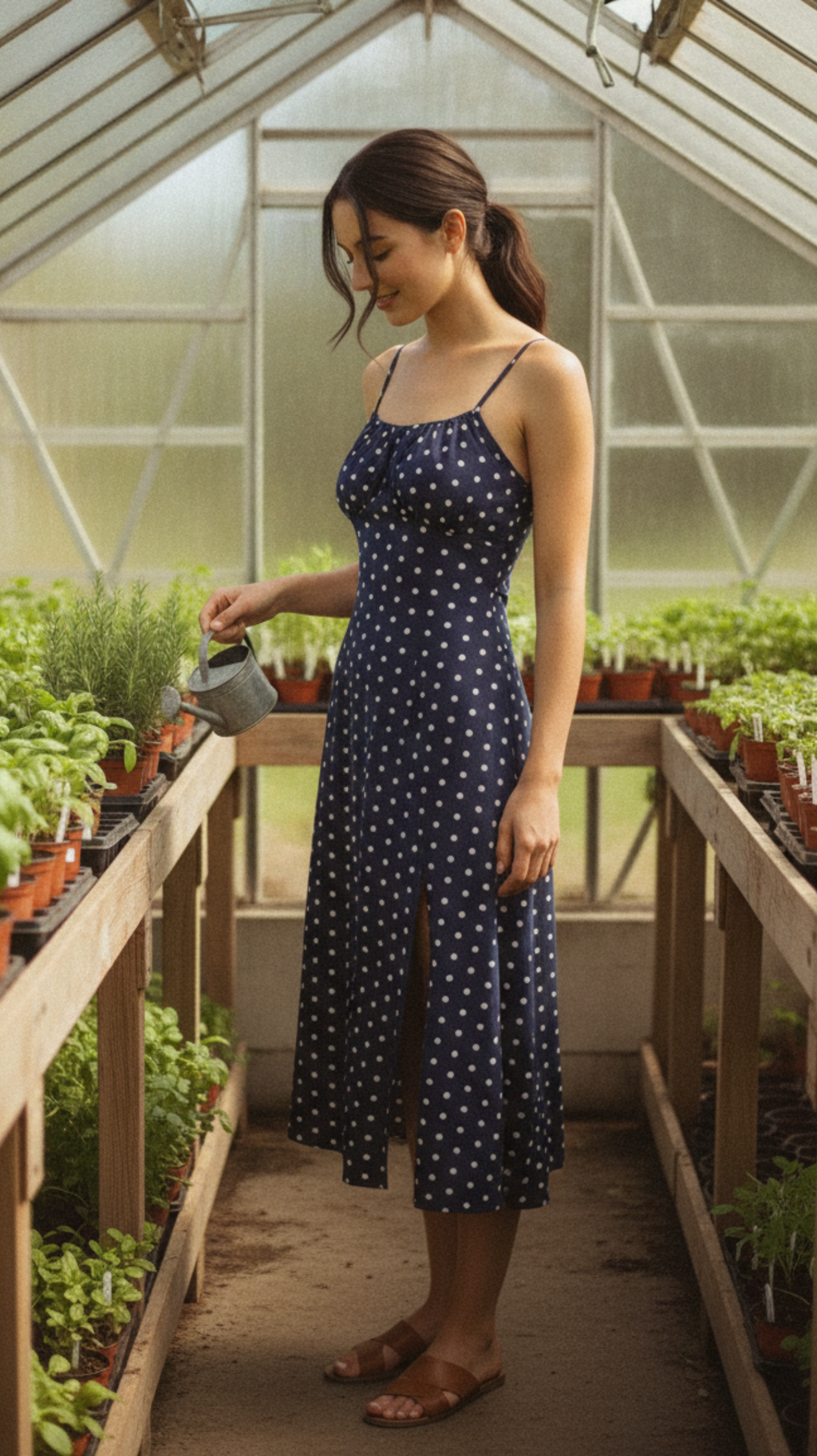 Midnight Dot Slip Midi