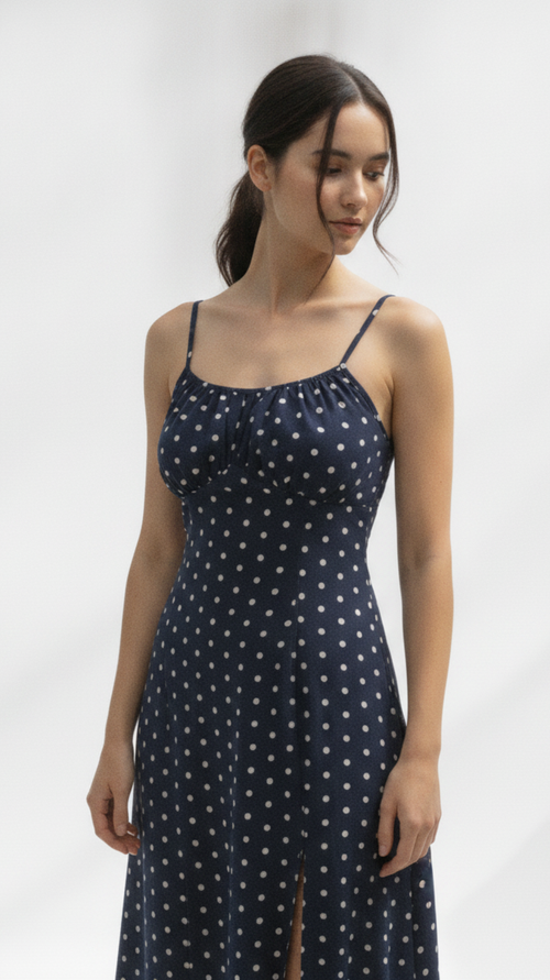 Midnight Dot Slip Midi
