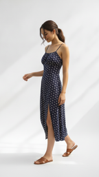 Midnight Dot Slip Midi