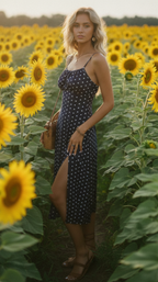 Midnight Dot Slip Midi