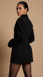 Noir Double-Breasted Blazer Dress
