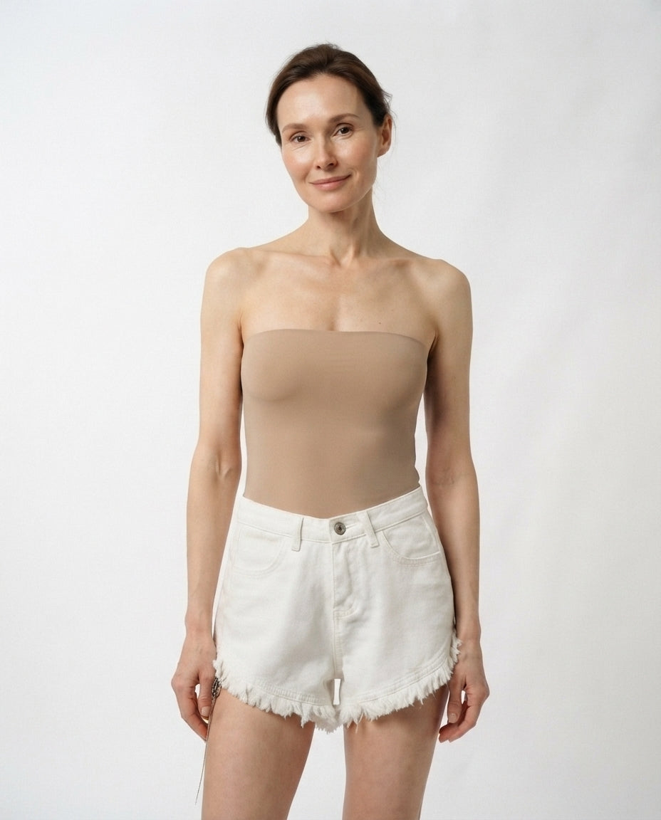 High Rise Fringe Denim Shorts