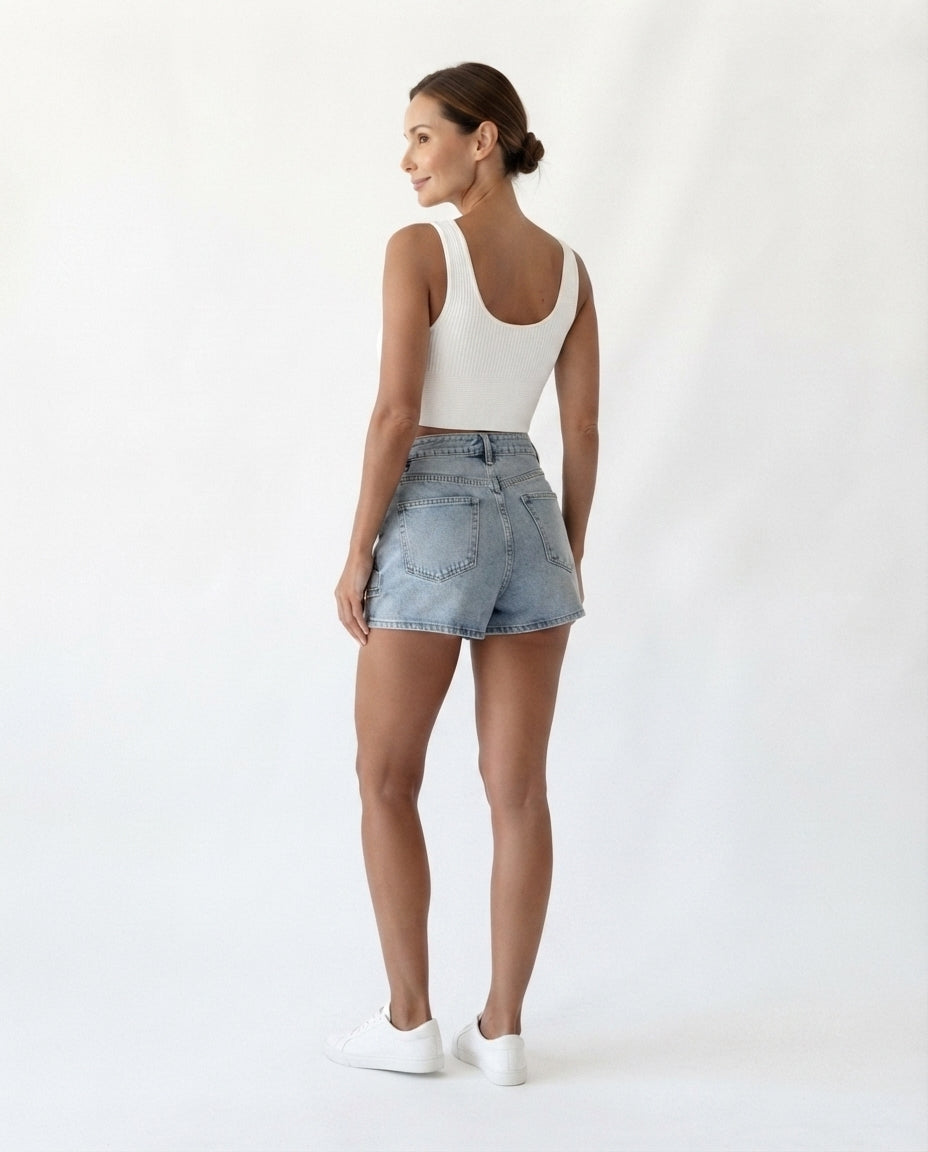 Overlap Waist Denim Skort