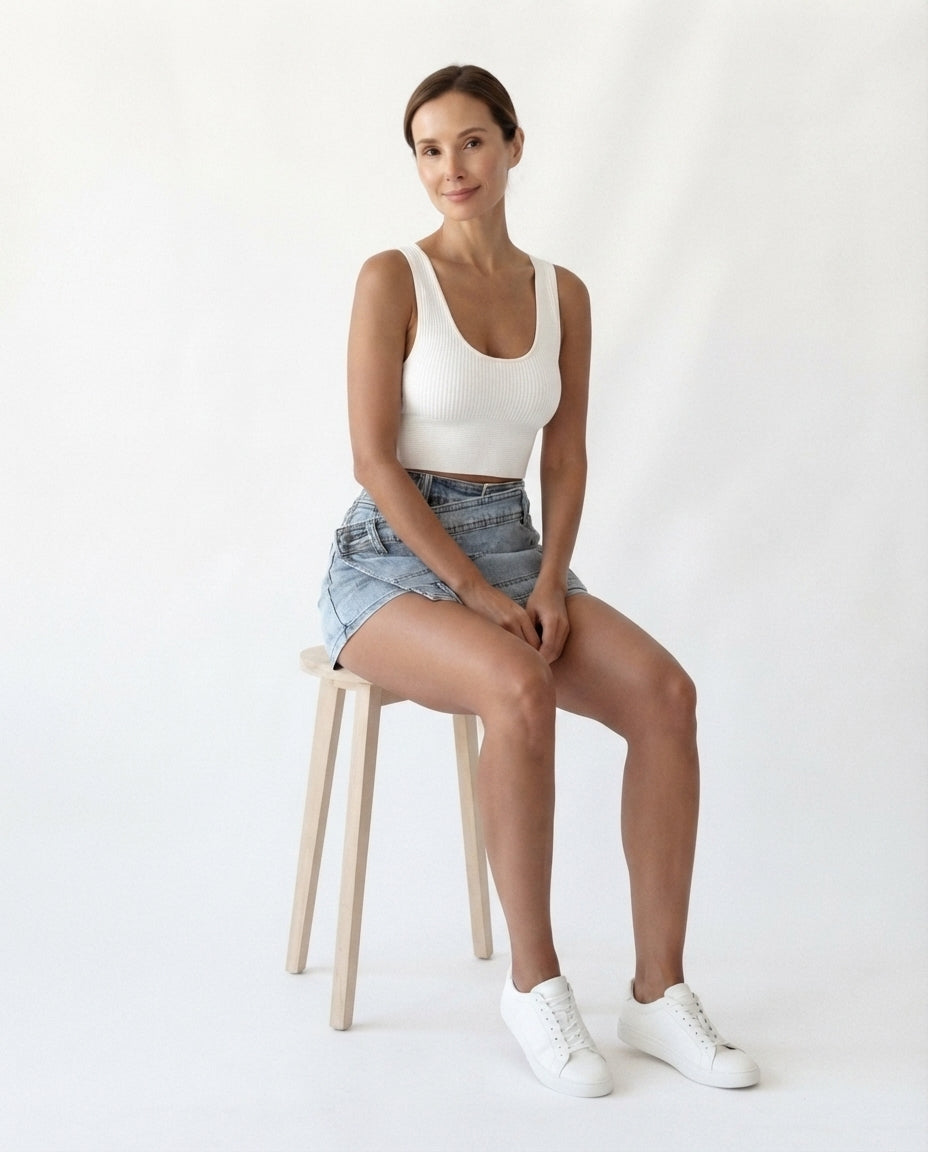 Overlap Waist Denim Skort