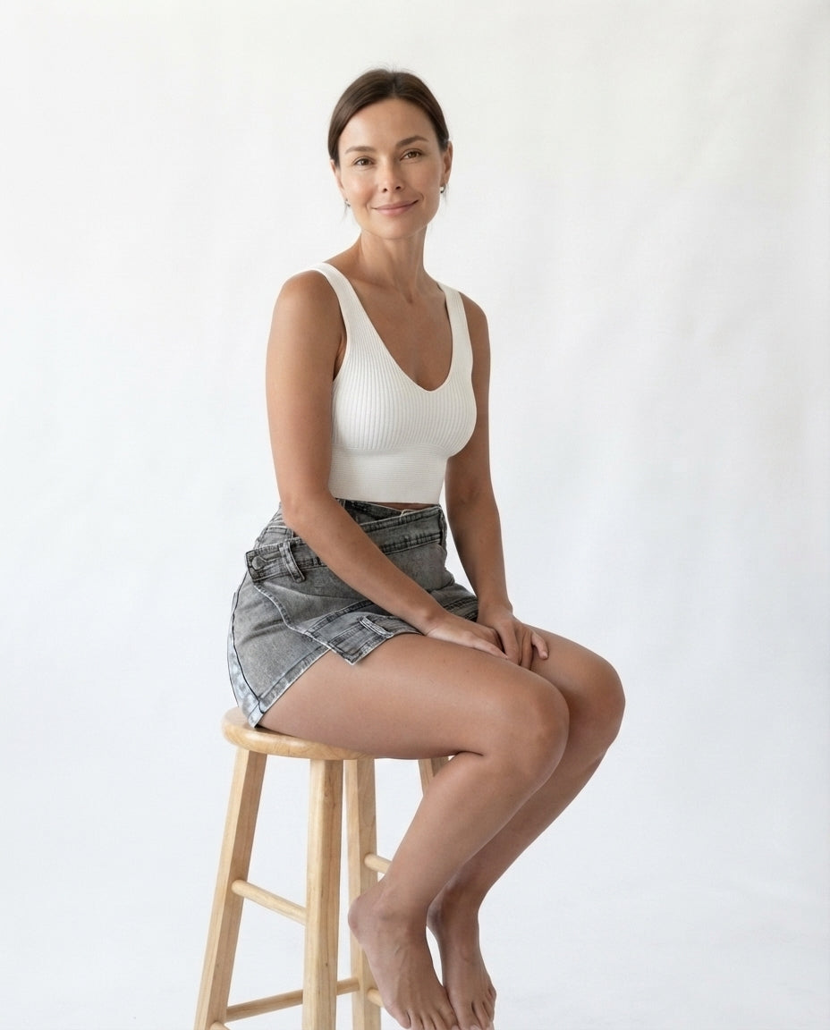 Overlap Waist Denim Skort