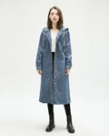 Hooded Denim Trench Coat