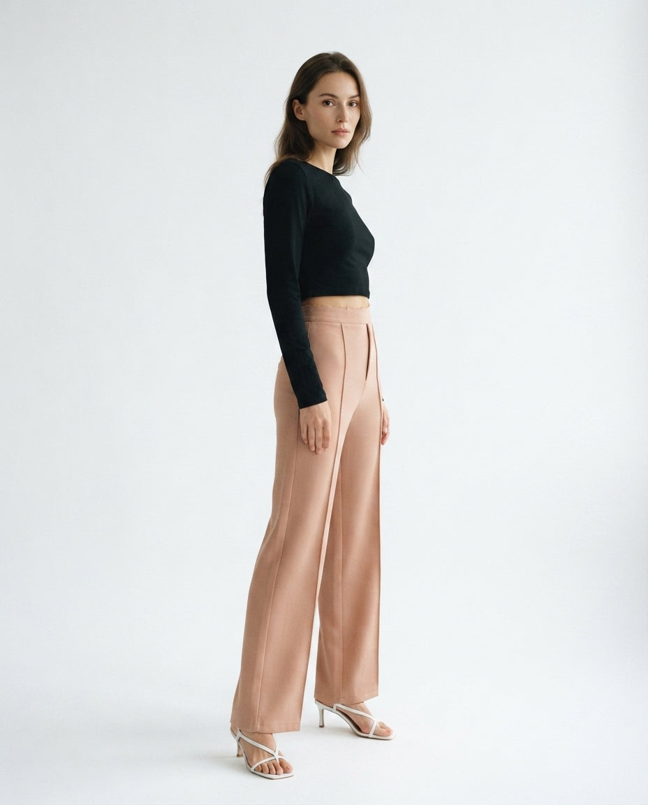 High Waisted Seam Detail Trousers