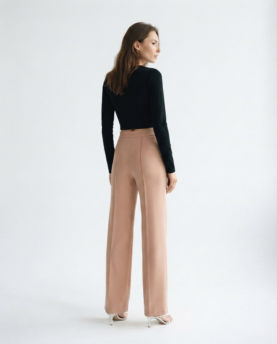 High Waisted Seam Detail Trousers