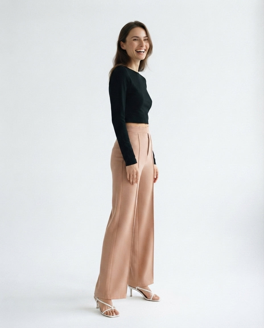 High Waisted Seam Detail Trousers