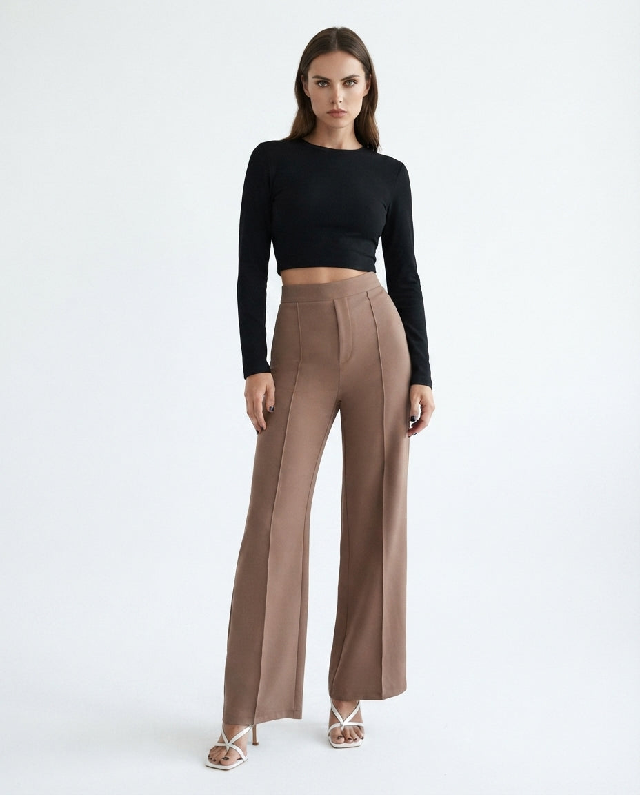 High Waisted Seam Detail Trousers